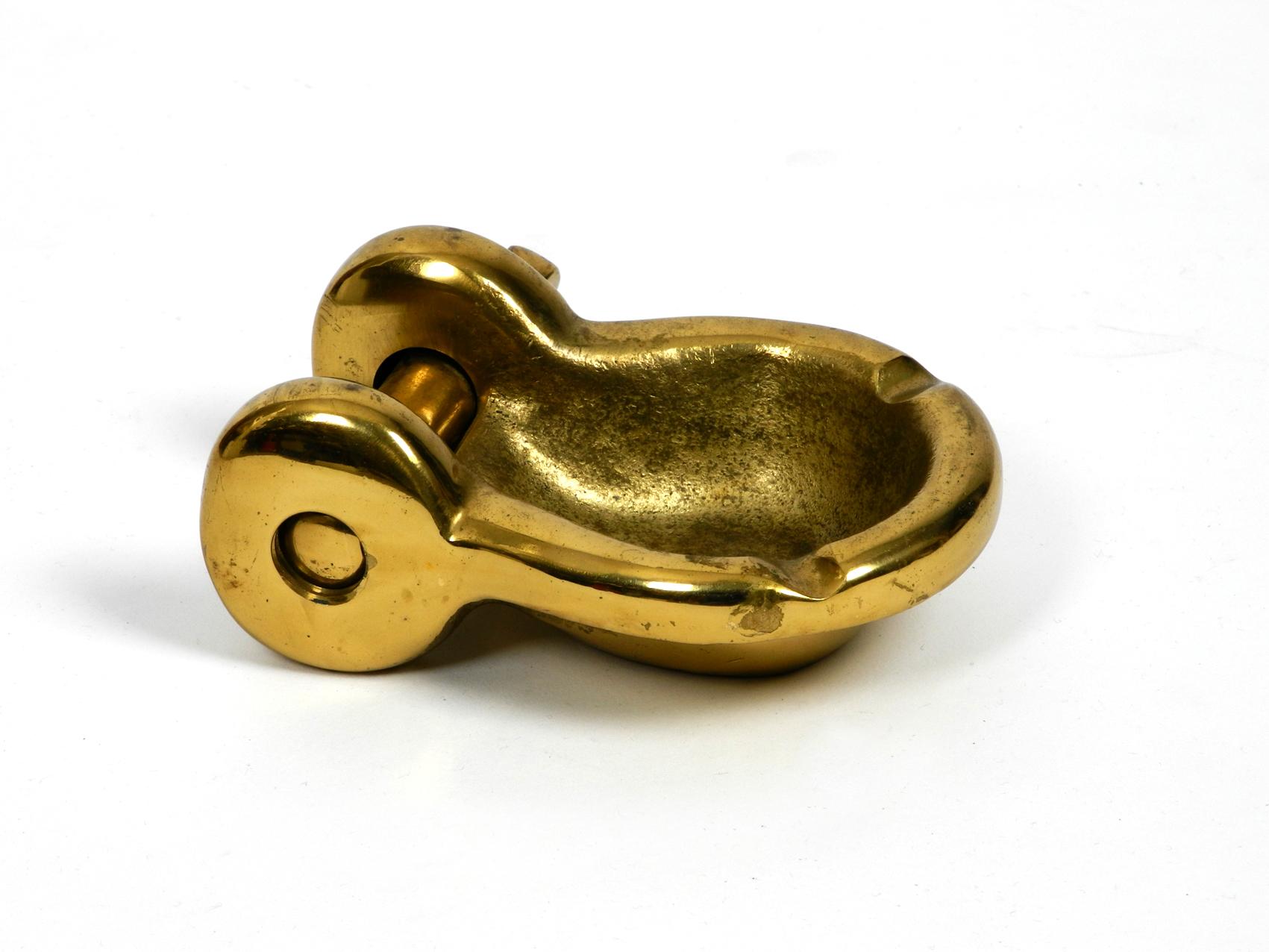 European Heavy Midcentury Brass Ashtray in the Shape of a Ship's Shackle