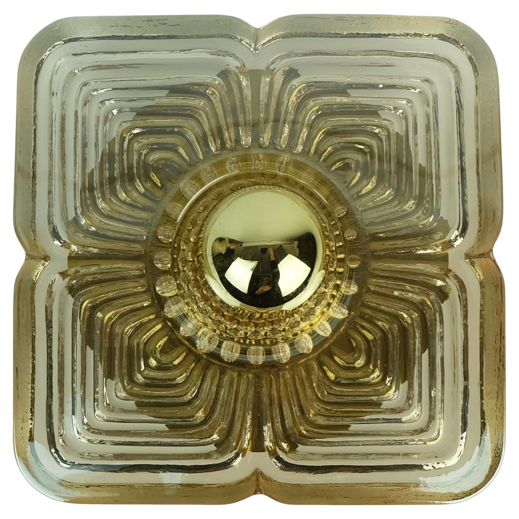 schwere Mitte Jahrhundert Eis Glas WANDLAMPE 1960er 70er Jahre Leuchte