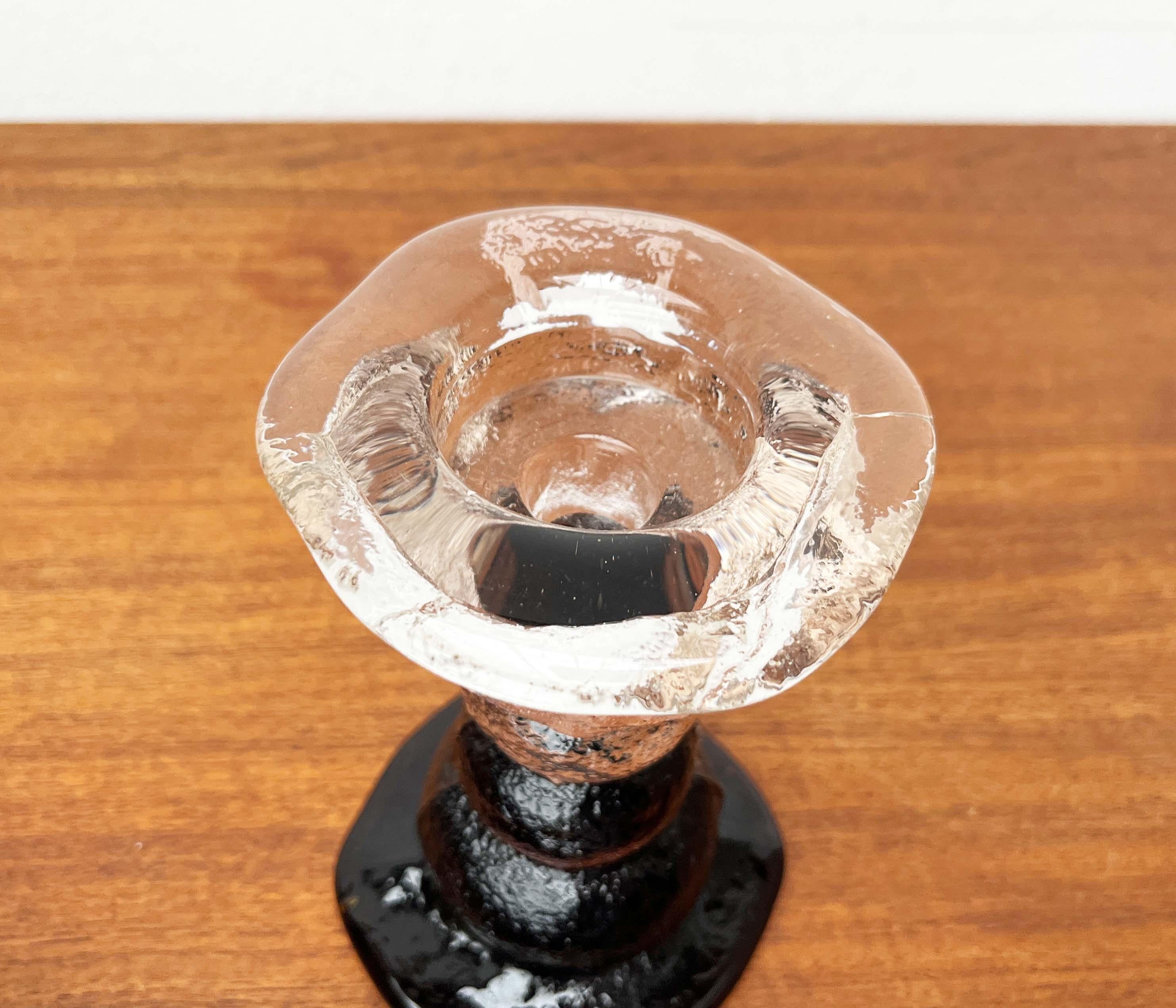 Portacandele in vetro pesante di metà secolo moderno di Pertti Santalahti per Humppila in vendita 3