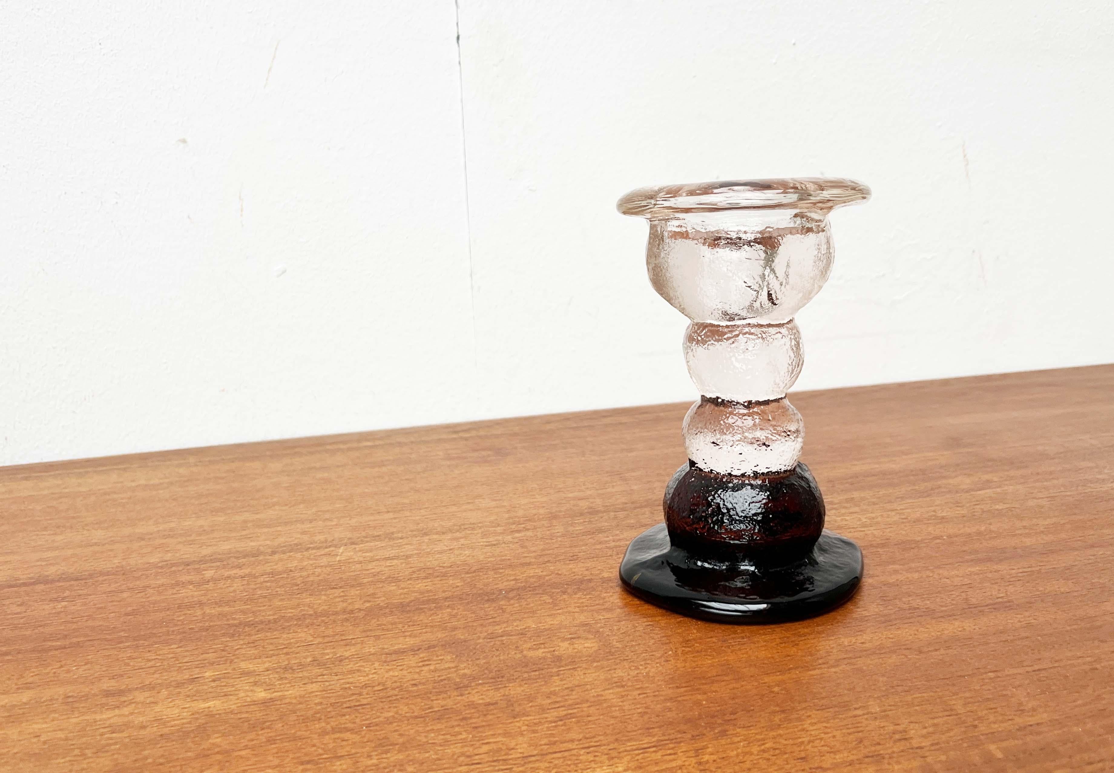 Portacandele in vetro pesante di metà secolo moderno di Pertti Santalahti per Humppila in vendita 7