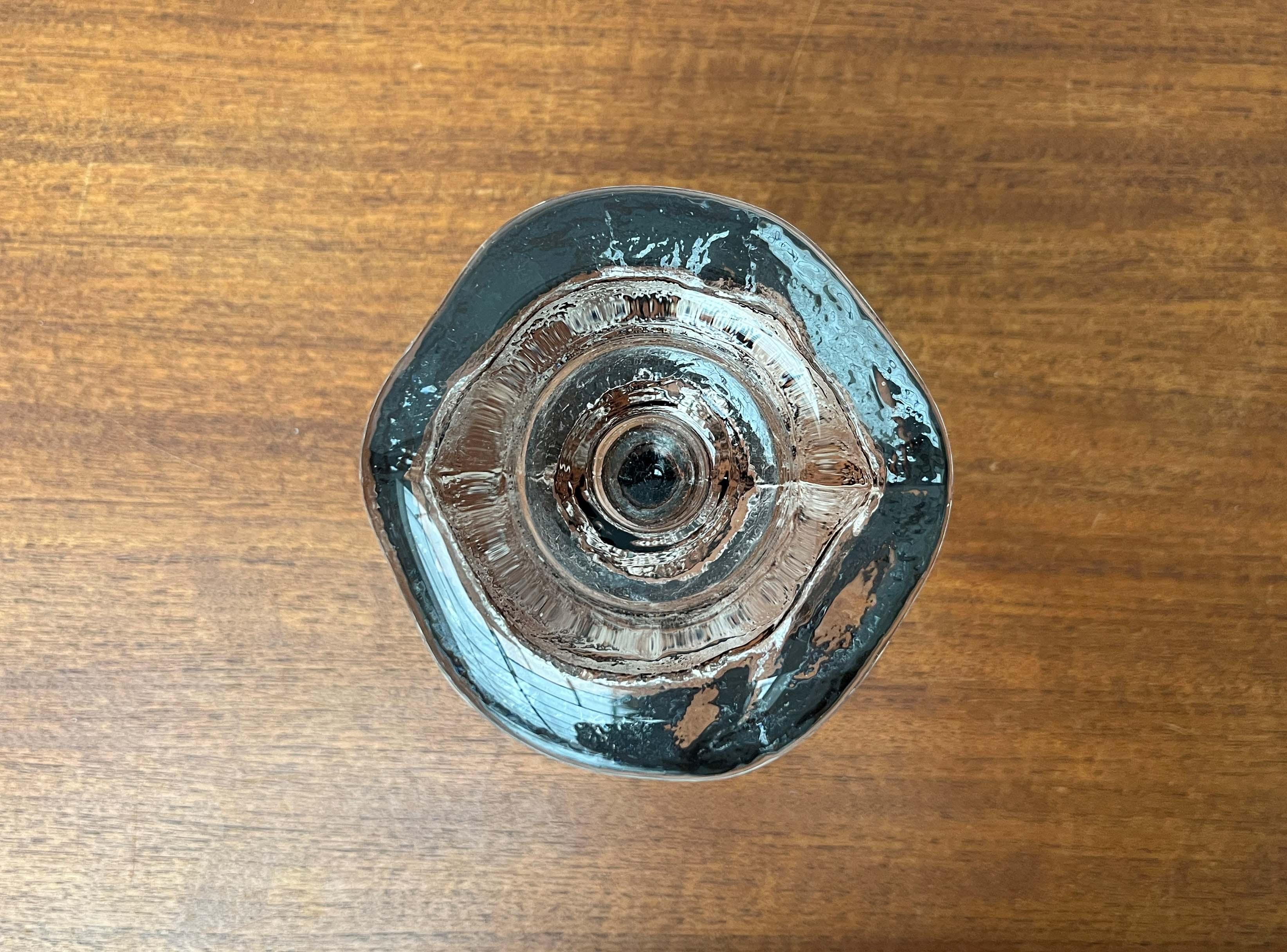 Portacandele in vetro pesante di metà secolo moderno di Pertti Santalahti per Humppila, Finlandia, anni '60