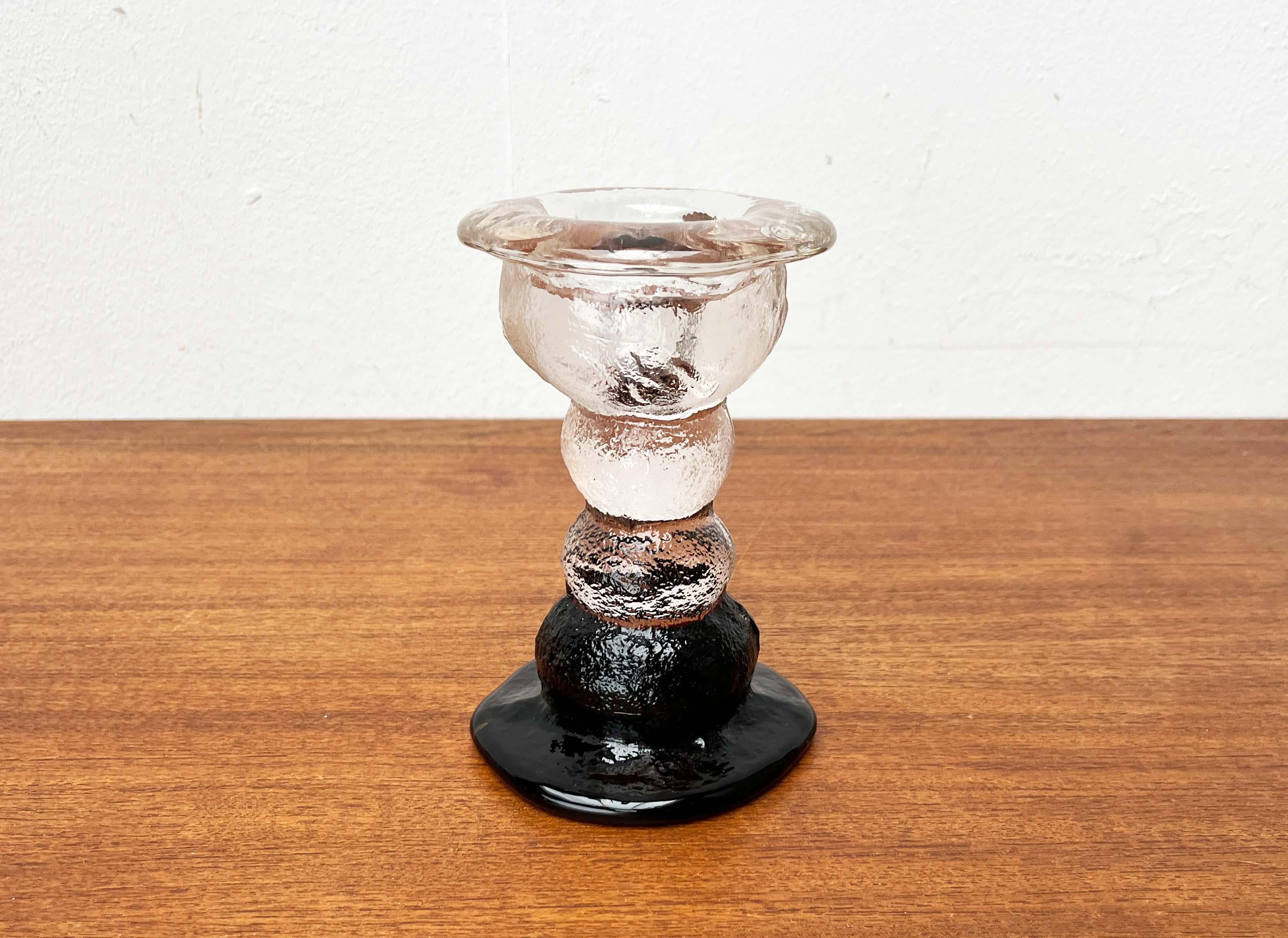 XX secolo Portacandele in vetro pesante di metà secolo moderno di Pertti Santalahti per Humppila in vendita