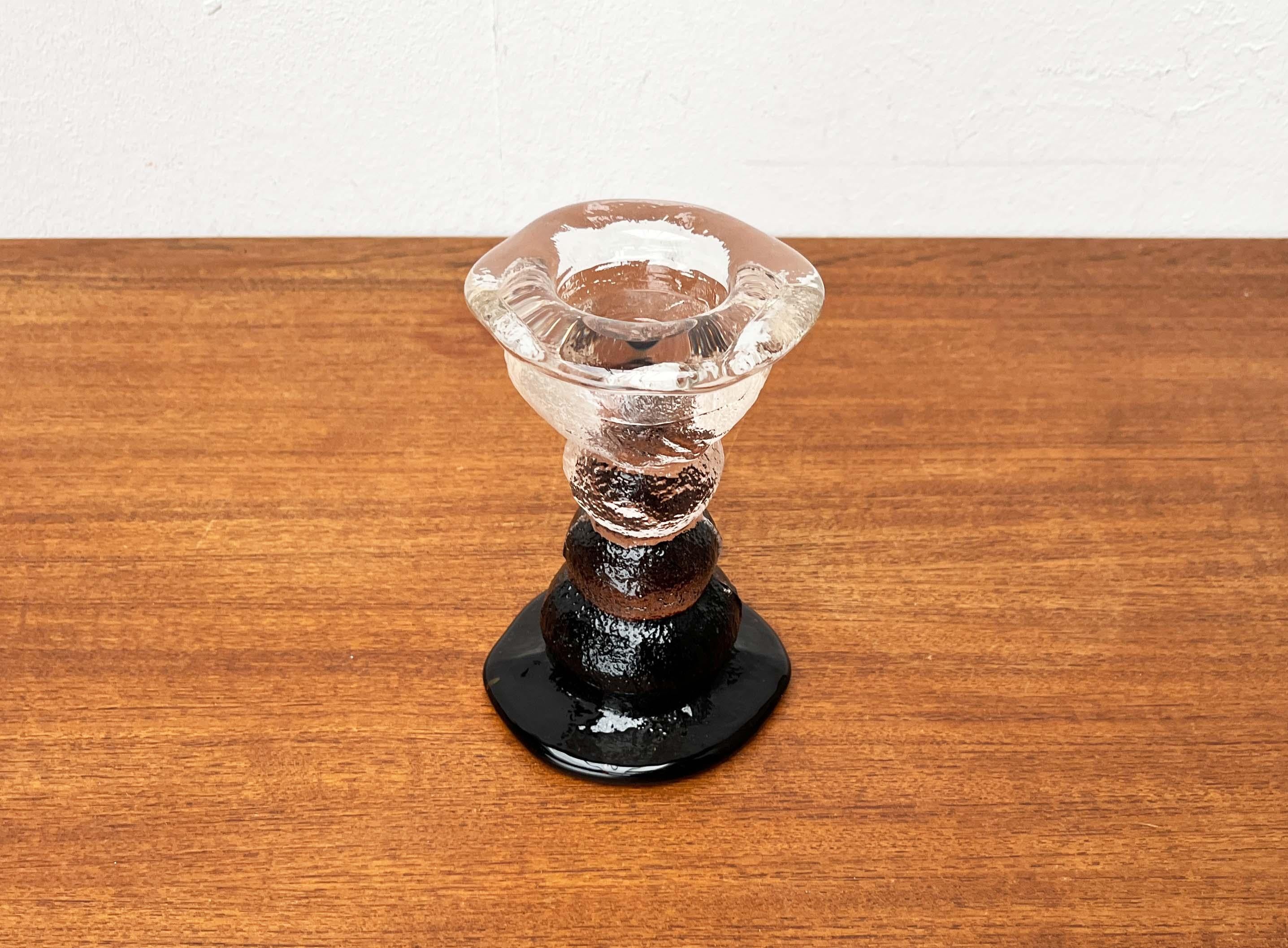 Portacandele in vetro pesante di metà secolo moderno di Pertti Santalahti per Humppila in vendita 1