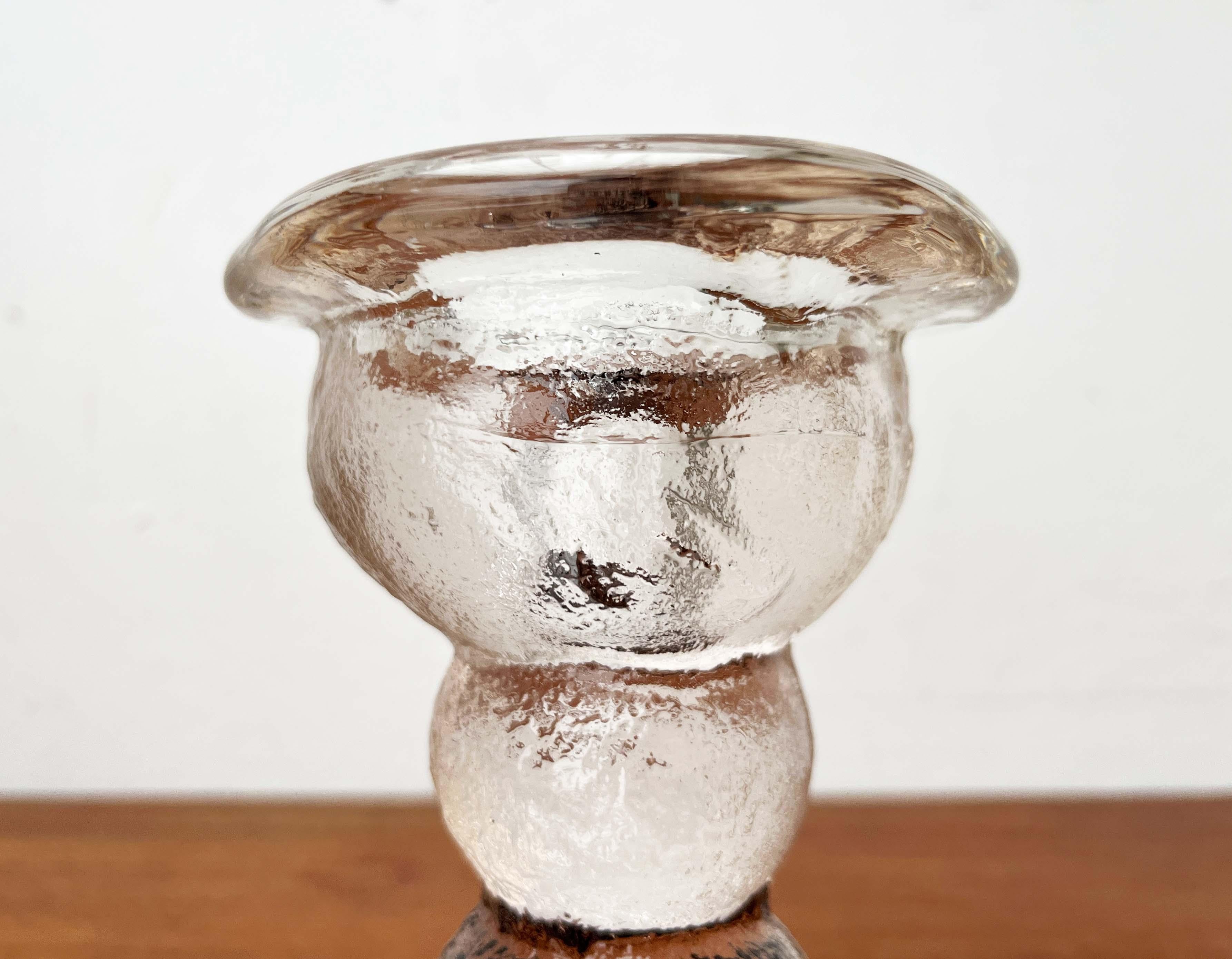 Portacandele in vetro pesante di metà secolo moderno di Pertti Santalahti per Humppila in vendita 2