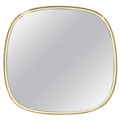 Heavy Midcentury XXL Brass Wall Mirror from Vereinigte Werkstätten