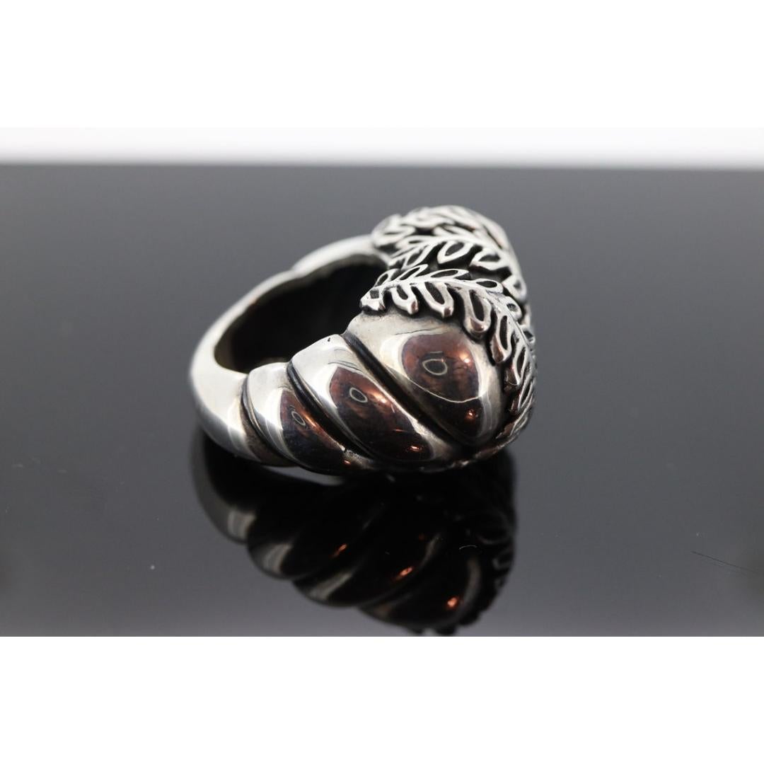 Femenino o masculino Anillos de sello pesados MODERNISTAS de plata de ley 925. FERN abandona la Cúpula Alta. en venta