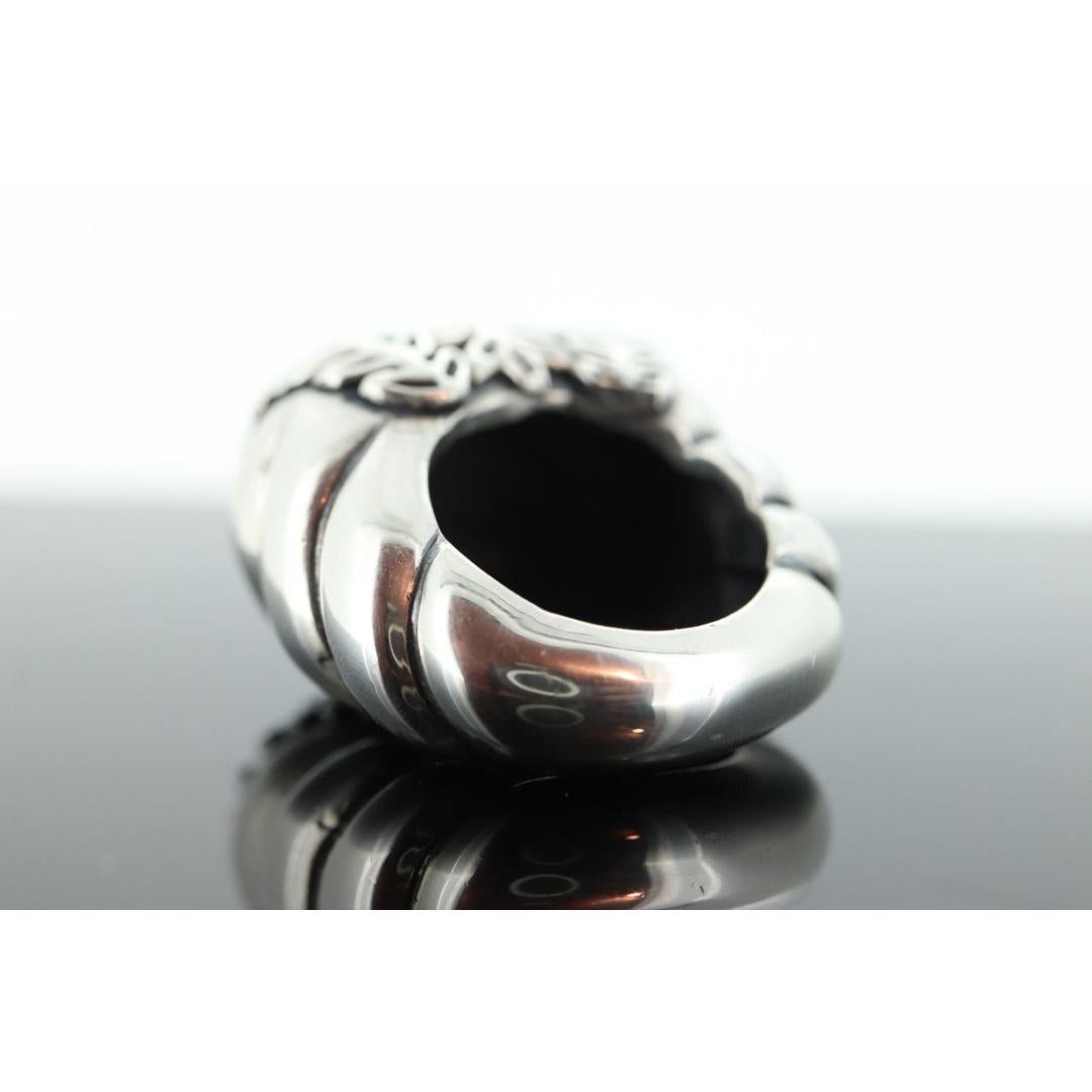 Anillos de sello pesados MODERNISTAS de plata de ley 925. FERN abandona la Cúpula Alta. en venta 1