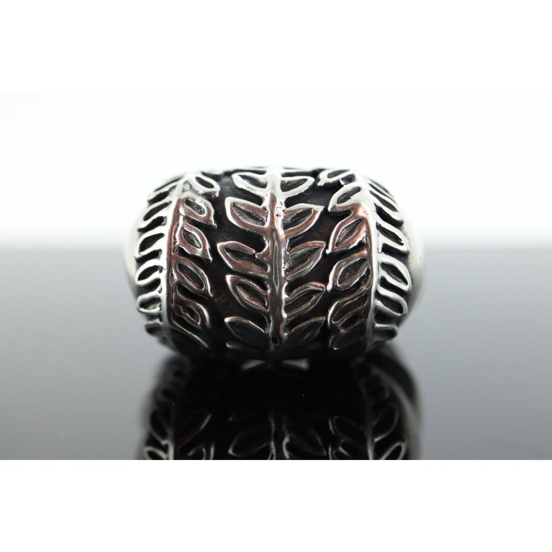 Anillos de sello pesados MODERNISTAS de plata de ley 925. FERN abandona la Cúpula Alta. en venta 2