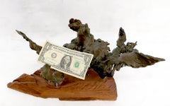 Heavy Molten Bronze Chunks Abstract Mid-Century Modern Sculpture on Stand