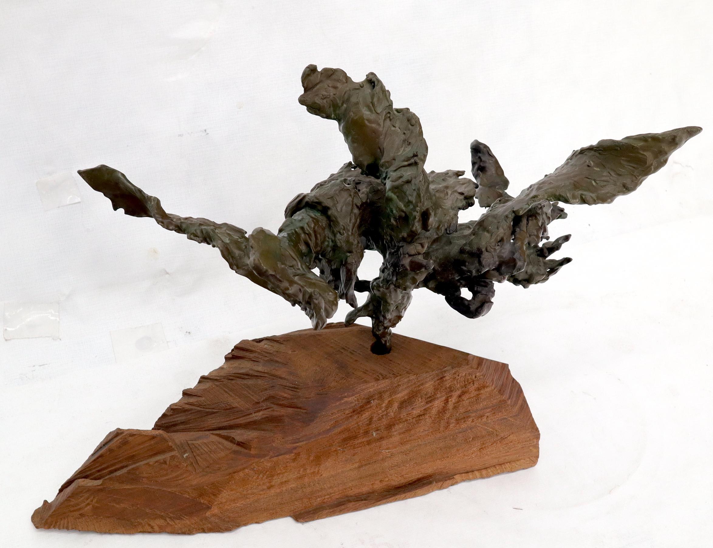 XX secolo Scultura astratta in bronzo fuso di metà secolo moderno con supporto in vendita