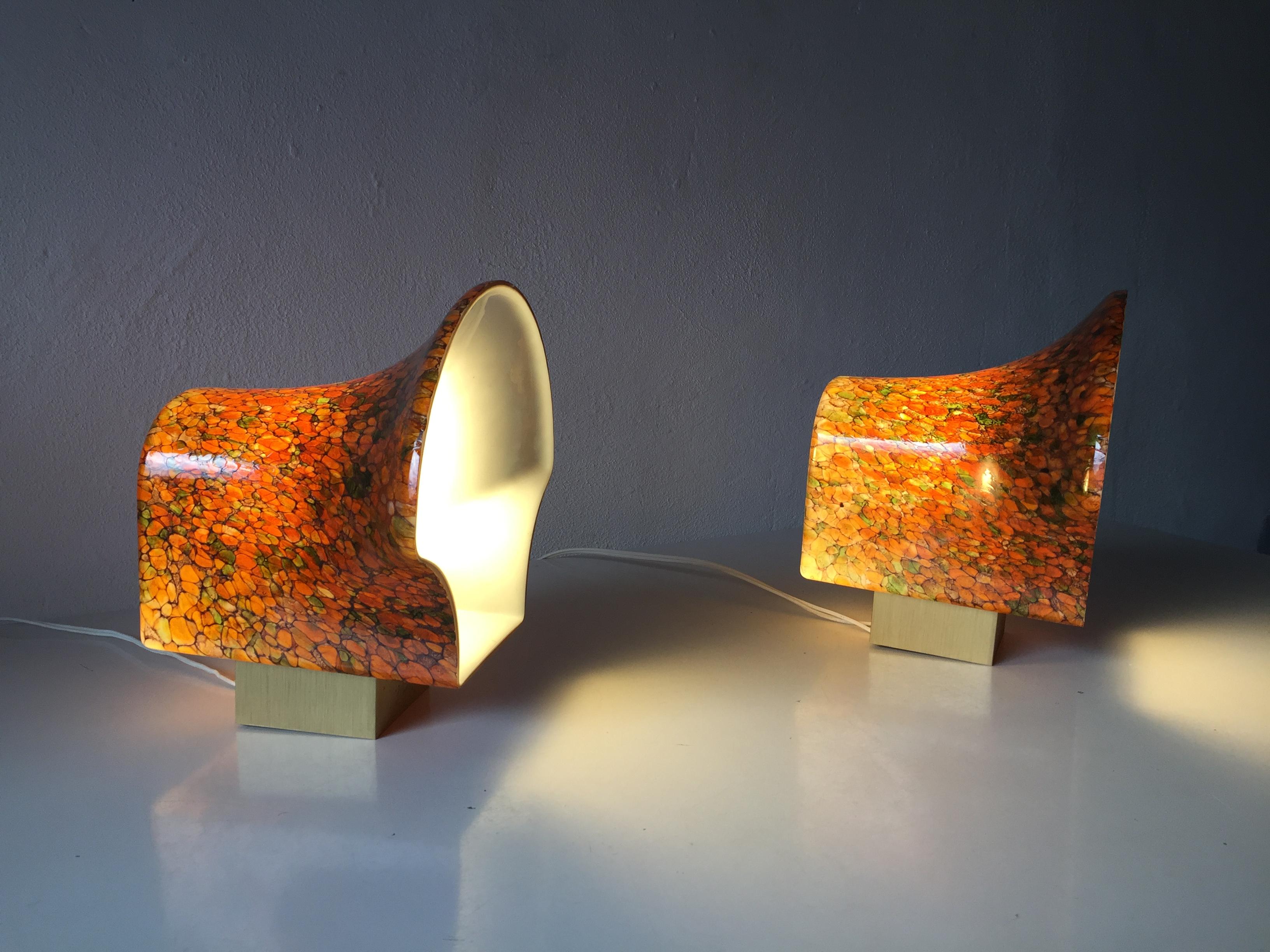 Heavy Colored Art Glass Pair of Wall Lamps by Peill & Putzler, 1970s, Germany 6