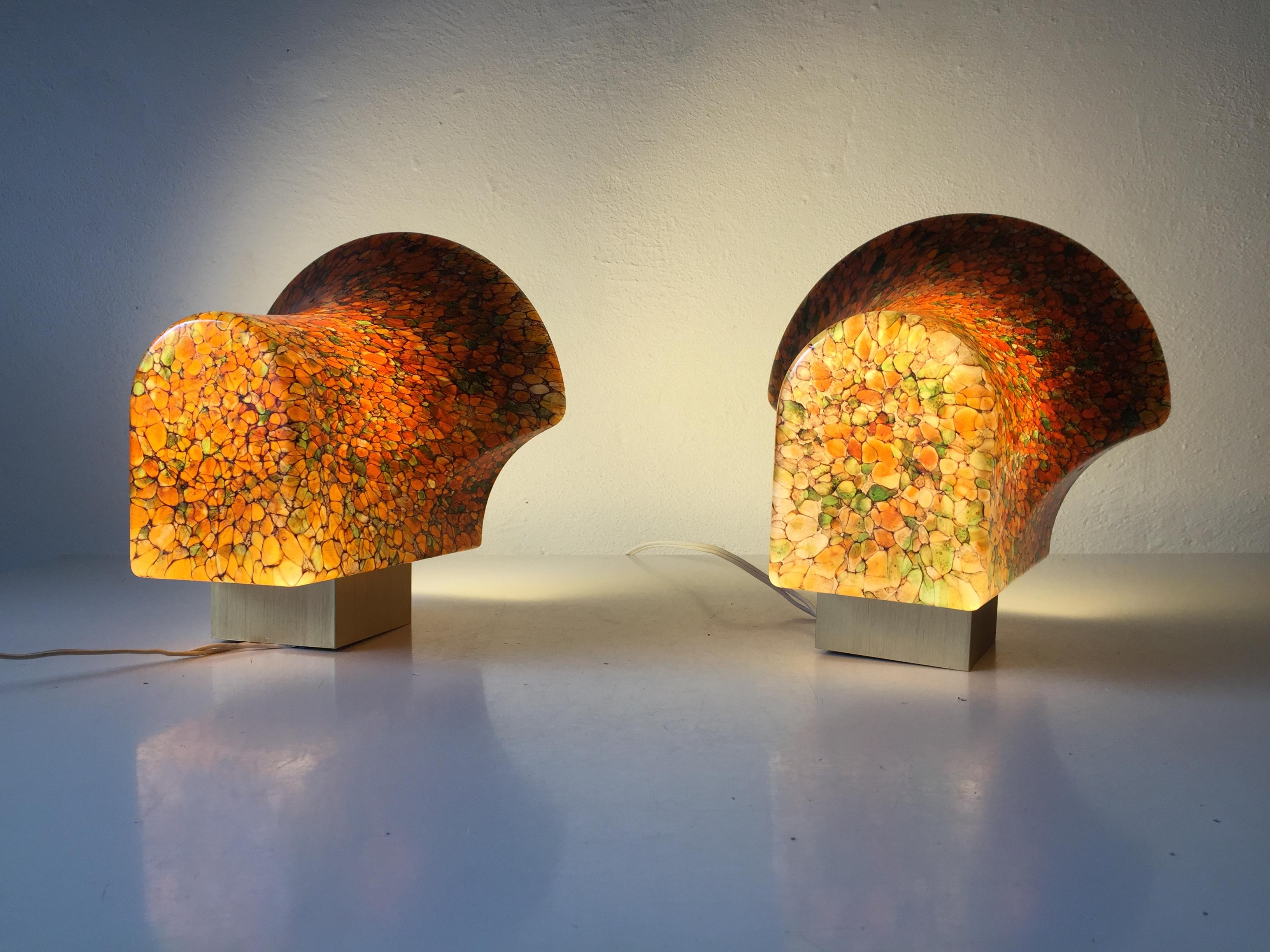 Heavy Colored Art Glass Pair of Wall Lamps by Peill & Putzler, 1970s, Germany 7