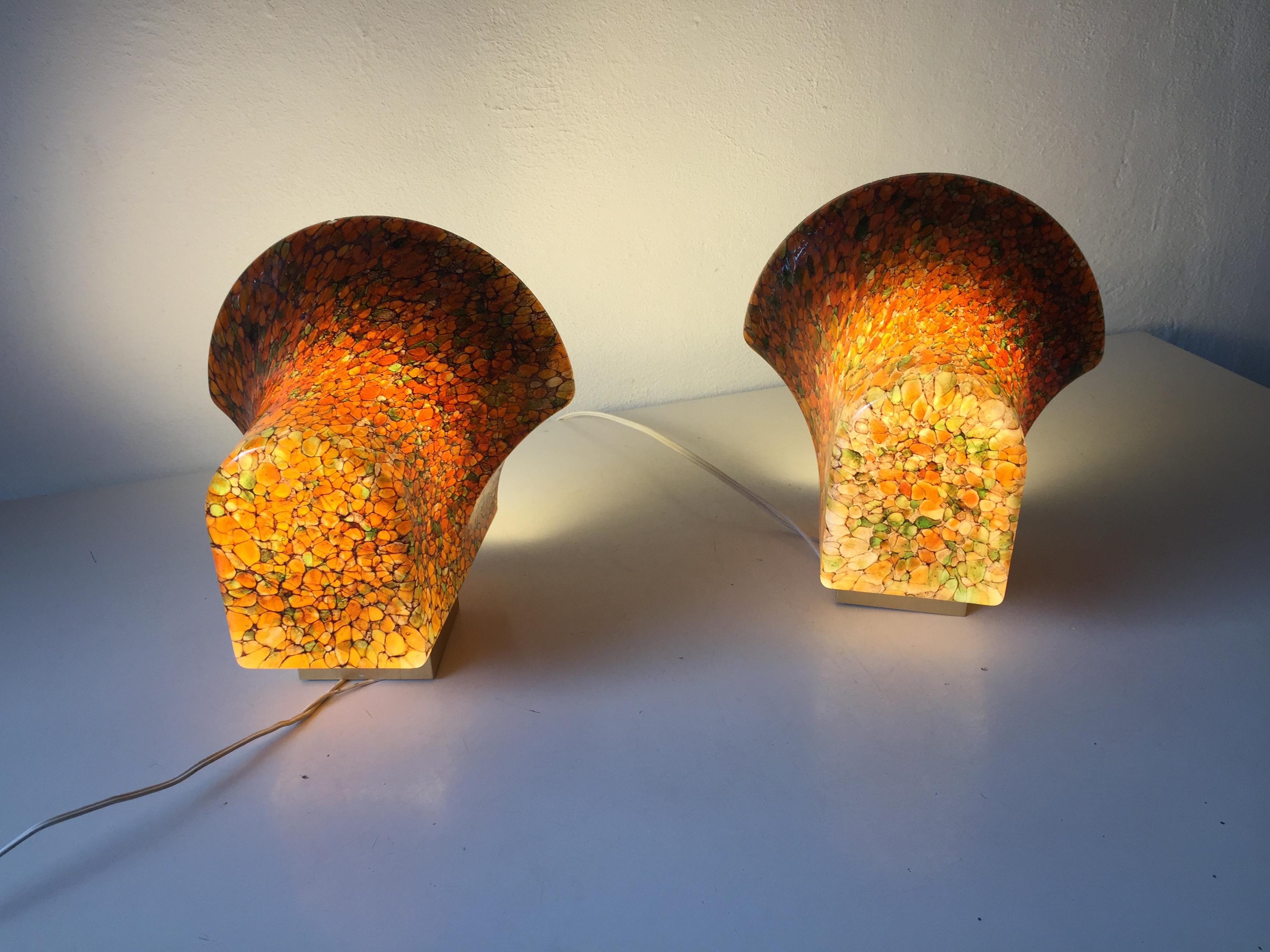 Heavy Colored Art Glass Pair of Wall Lamps by Peill & Putzler, 1970s, Germany 8