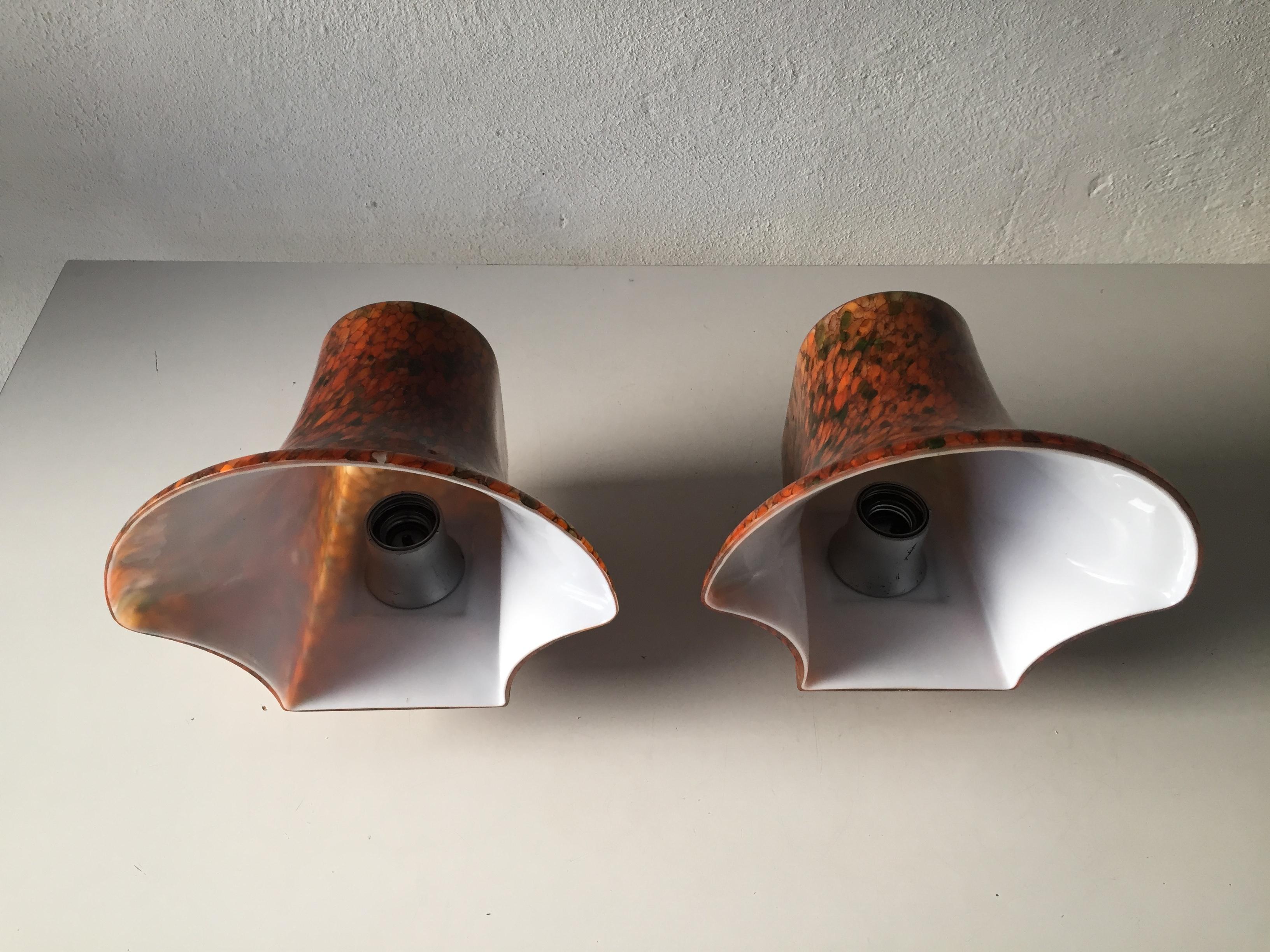 Heavy Colored Art Glass Pair of Wall Lamps by Peill & Putzler, 1970s, Germany 1