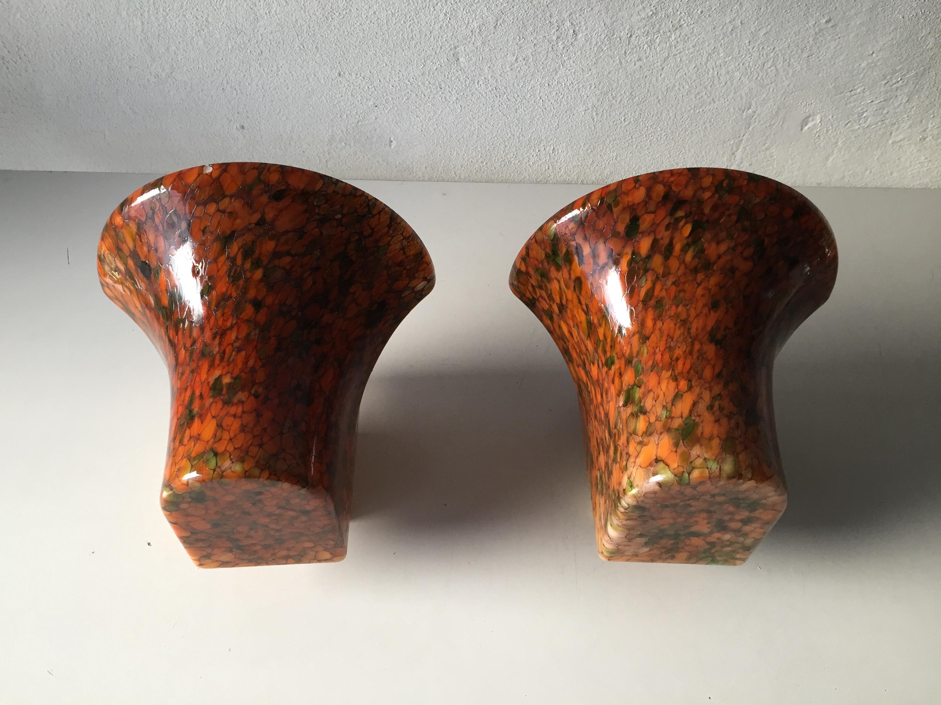 Heavy Colored Art Glass Pair of Wall Lamps by Peill & Putzler, 1970s, Germany 2
