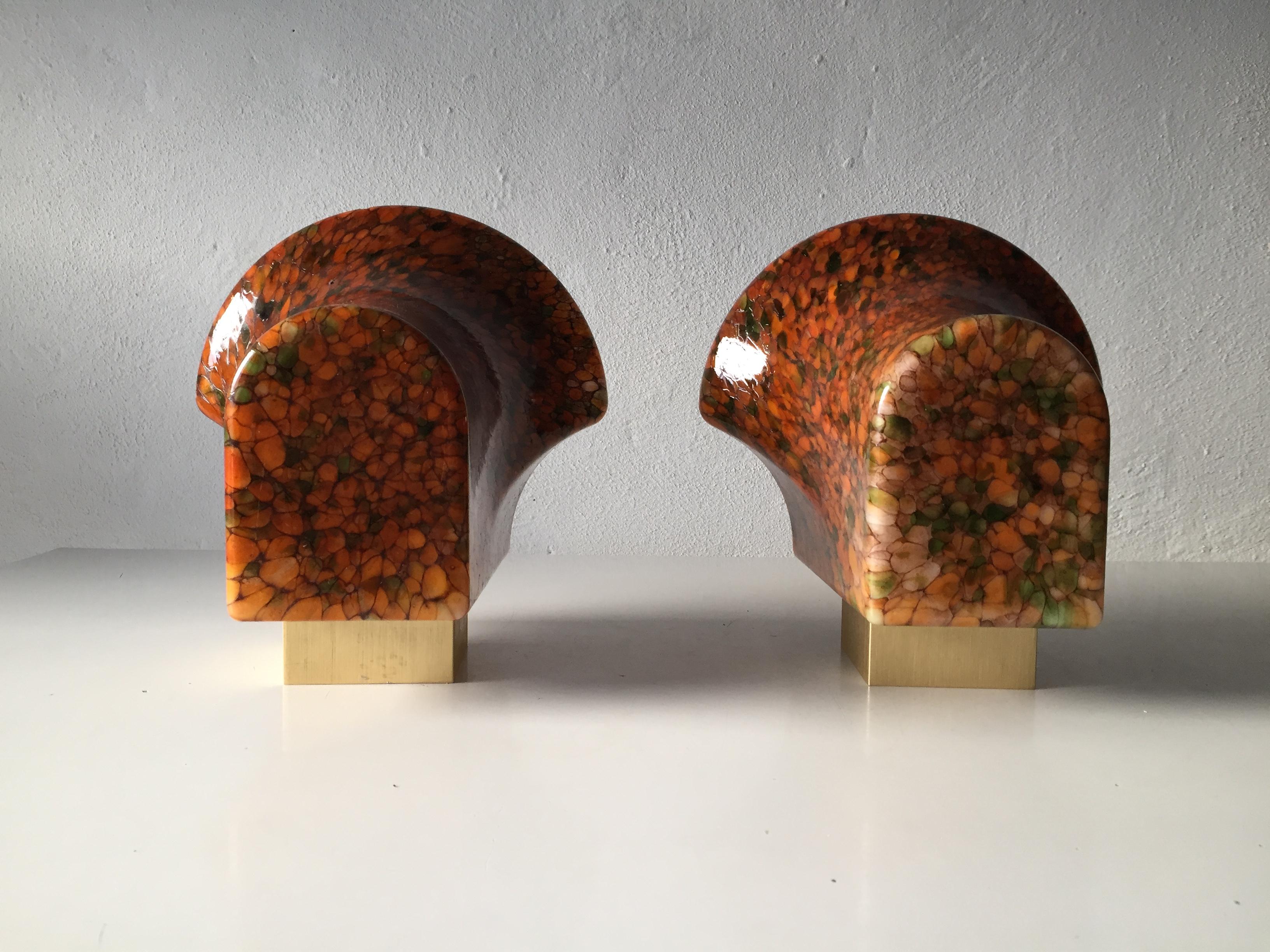 Heavy Colored Art Glass Pair of Wall Lamps by Peill & Putzler, 1970s, Germany 3