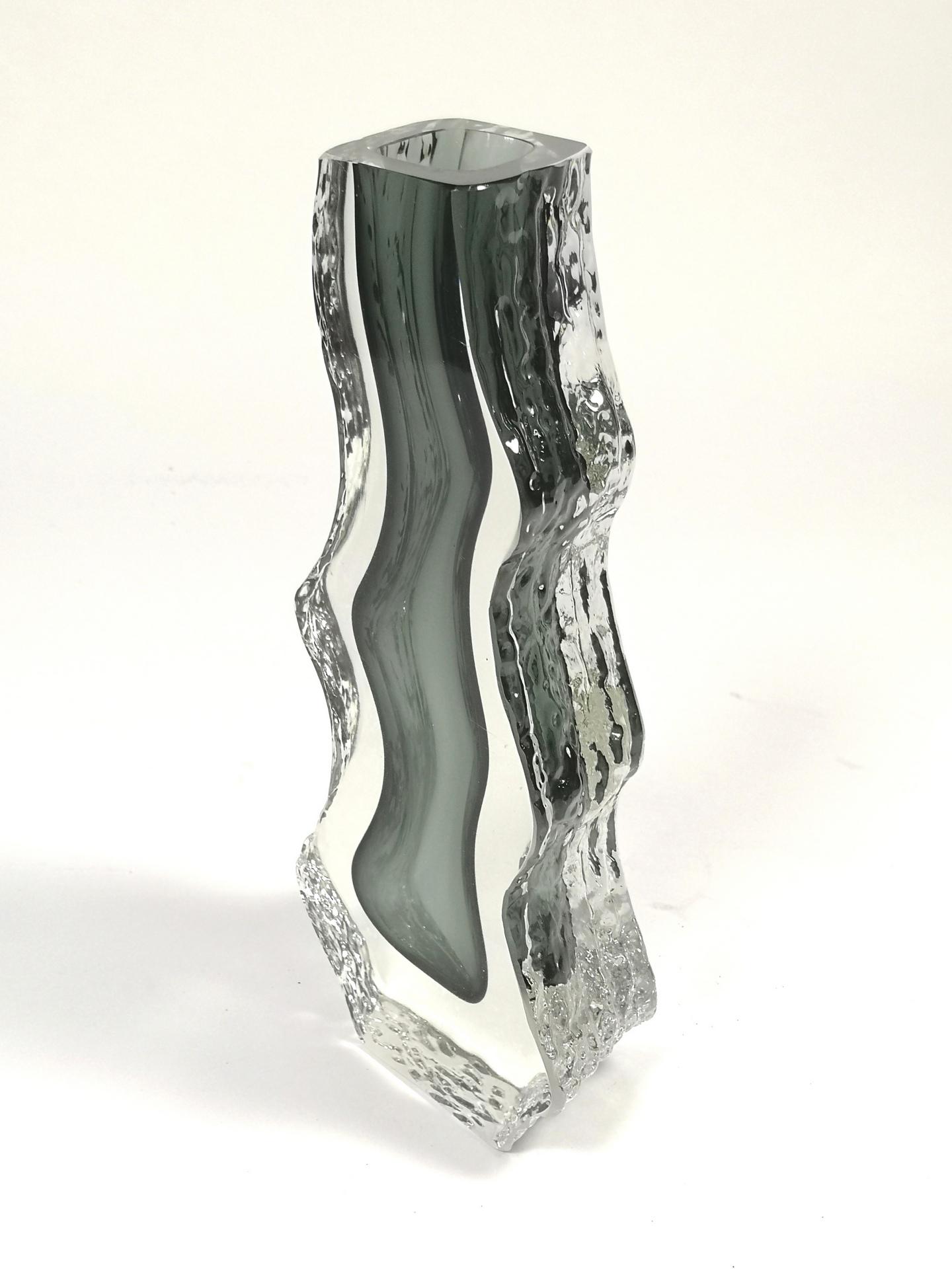 Heavy murano bicolor glass vase, hand made, 1970's.