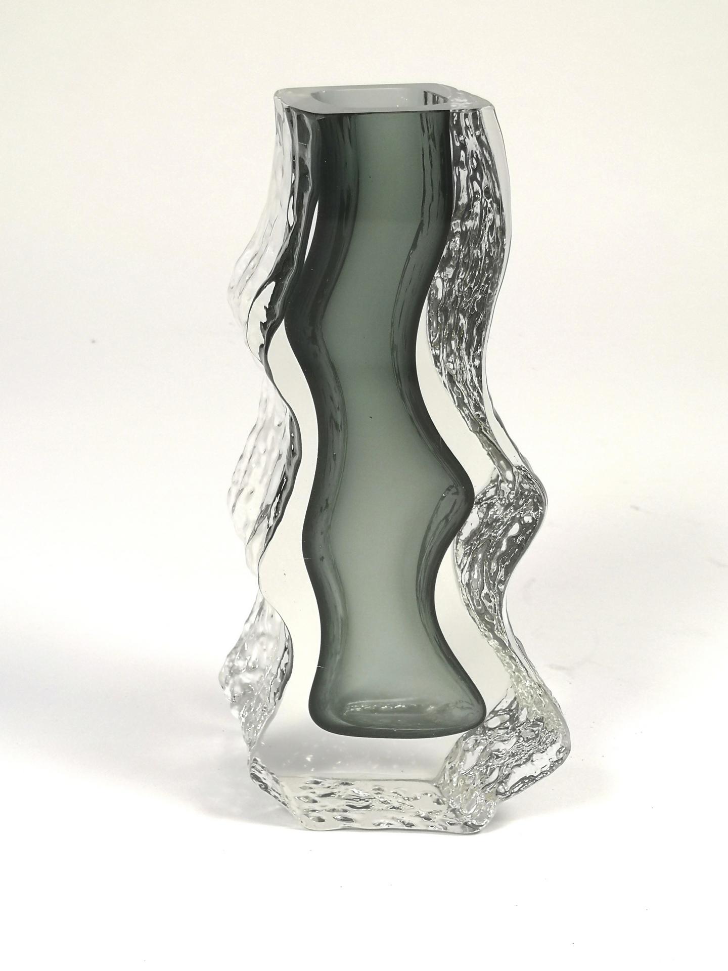 Italian Heavy Murano Bicolor Glass Vase, Hand Made, 1970's