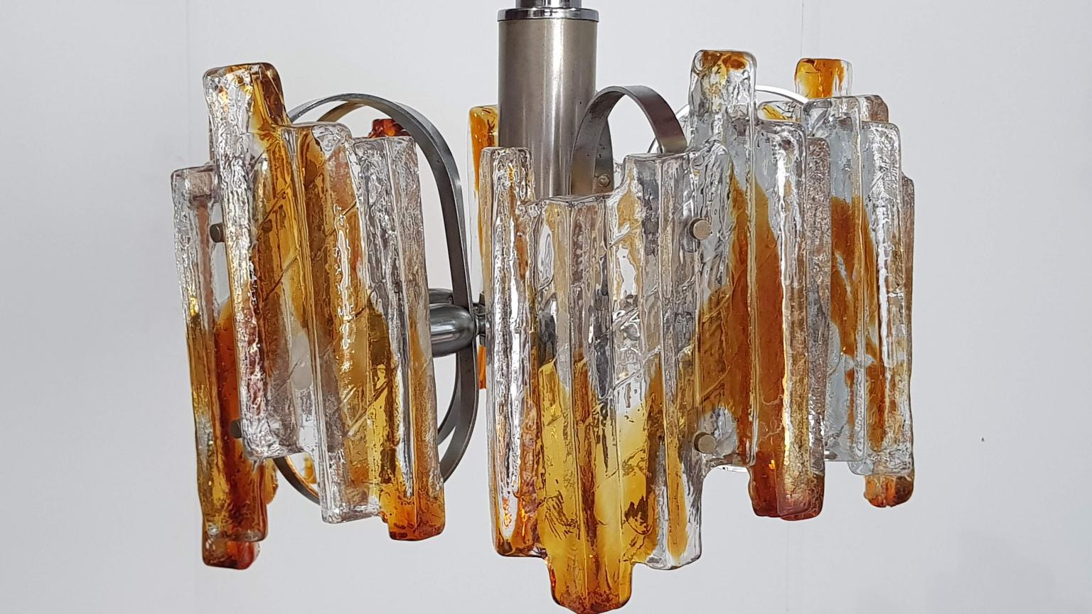 Mid-Century Modern Heavy Murano Chandelier, Italy, 1970s For Sale