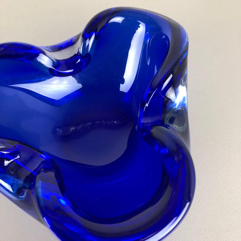 Heavy Murano Glass "Blue" Bowl Element Shell Ashtray Murano, Italy