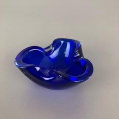 Heavy Murano Glass "Blue" Bowl Element Shell Ashtray Murano, Italy, 1970s