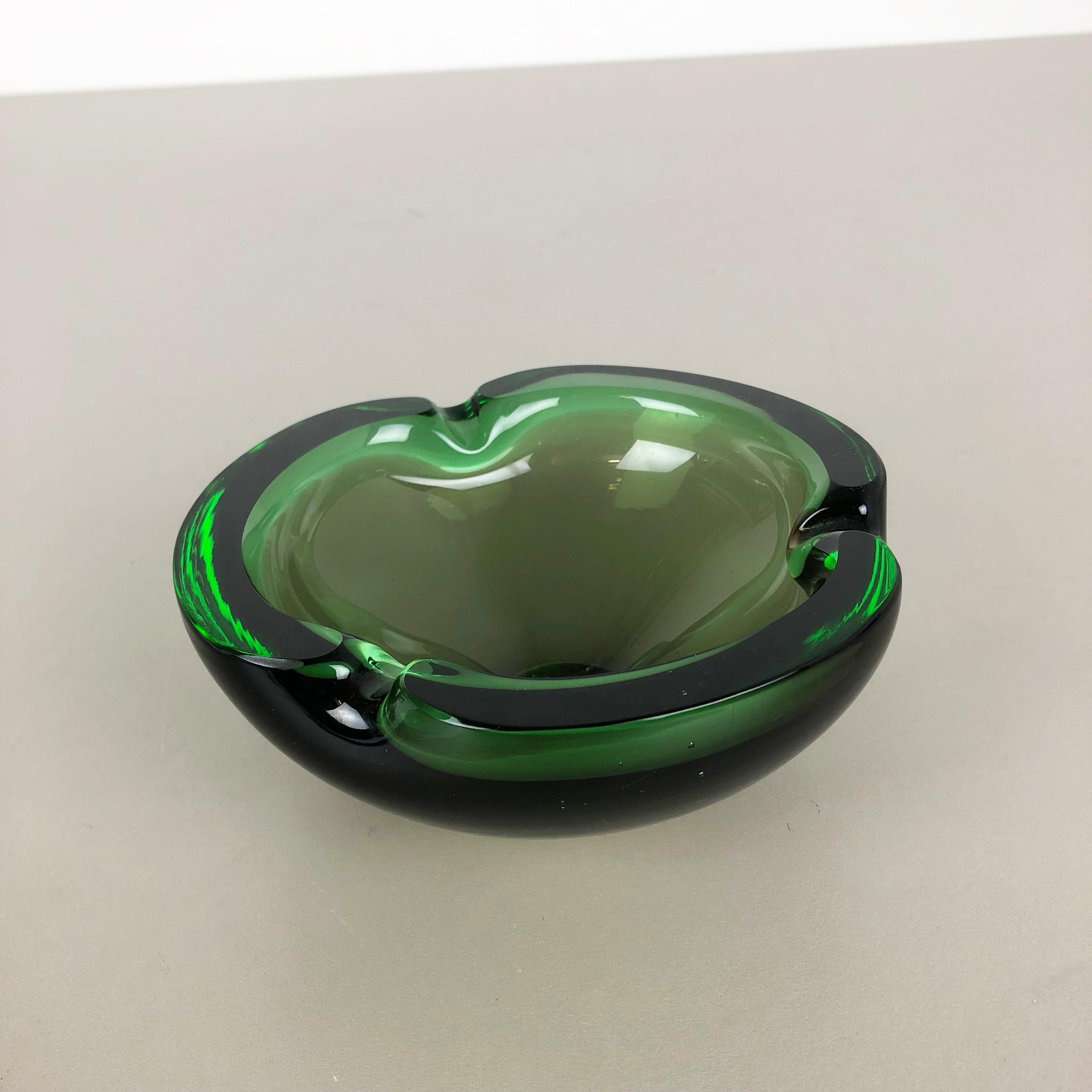 murano glass ashtray green