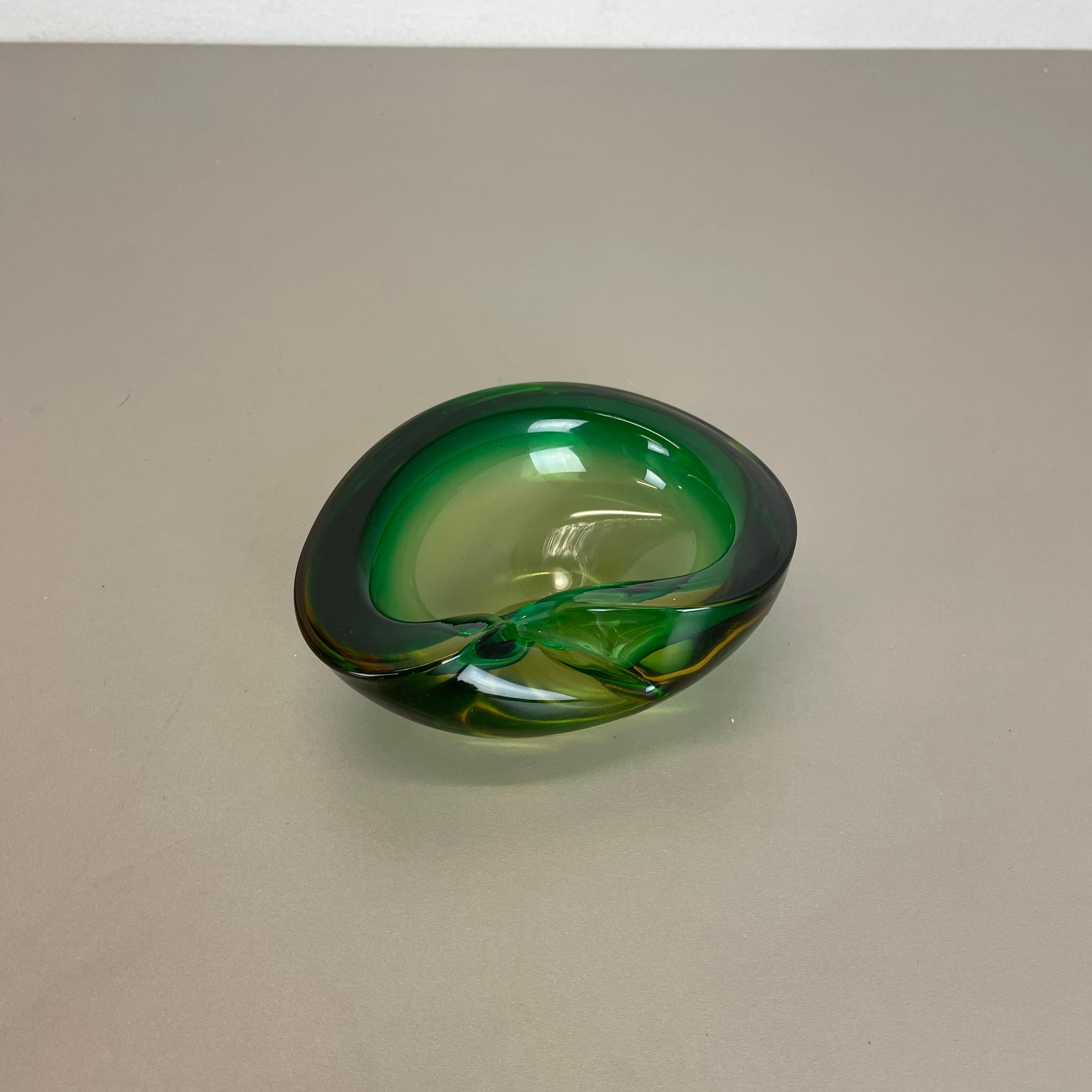 murano glass ashtray green