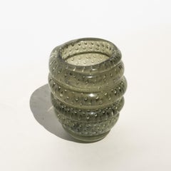 Heavy Murano vase by Barbini, green/grey, collectible decorative Italian piece
