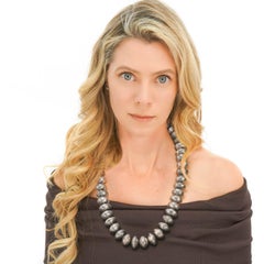 Heavy Navajo Bead Necklace, Coin Silver