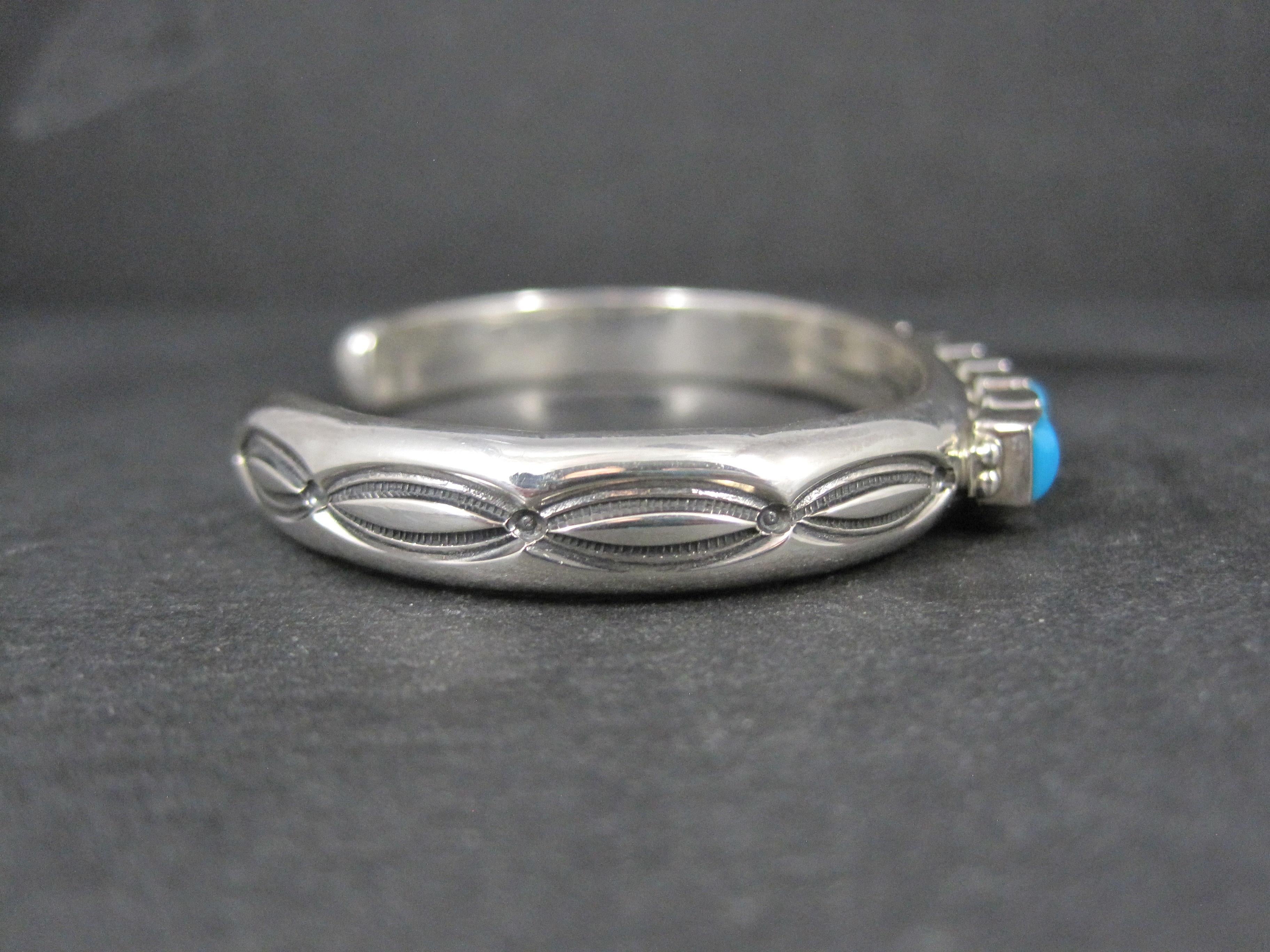Women's or Men's Heavy Navajo Kingman Turquoise Cuff Bracelet 6.5 Inches Signed For Sale