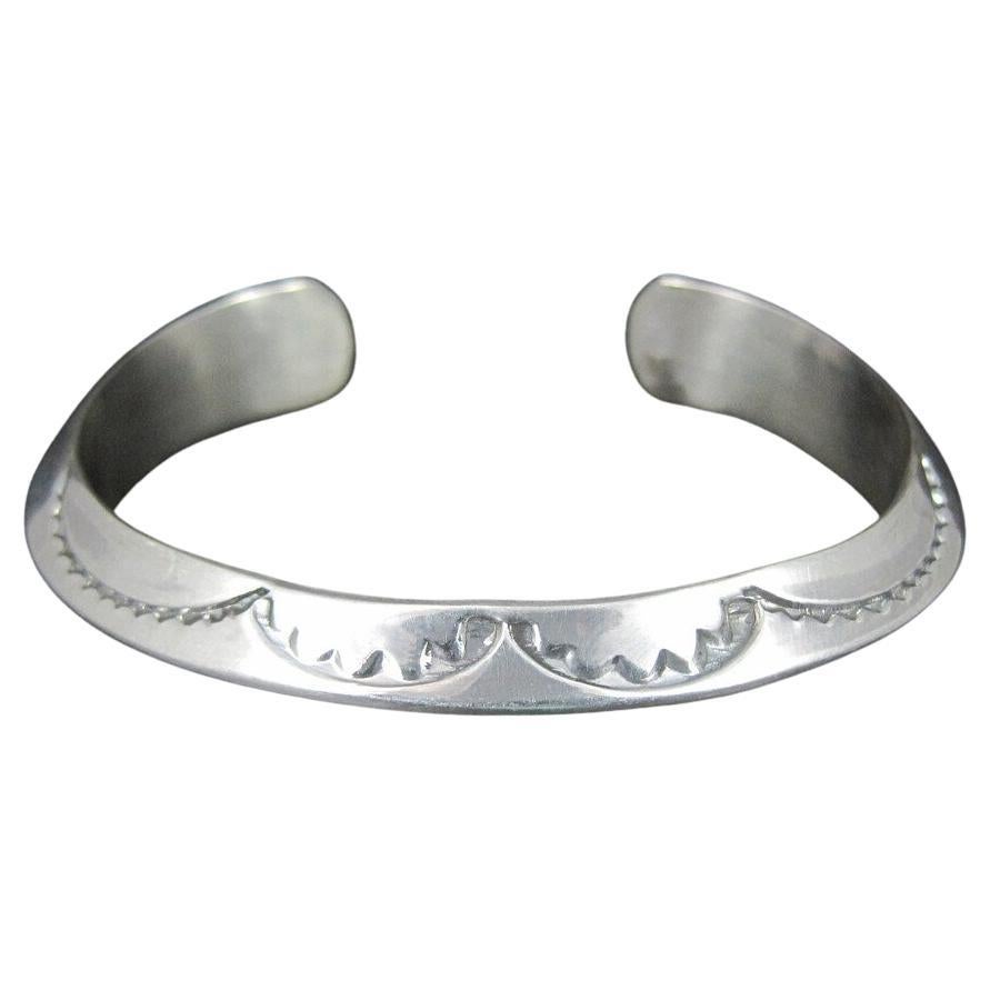 Heavy Navajo Sterling Carinated Cuff Bracelet For Sale