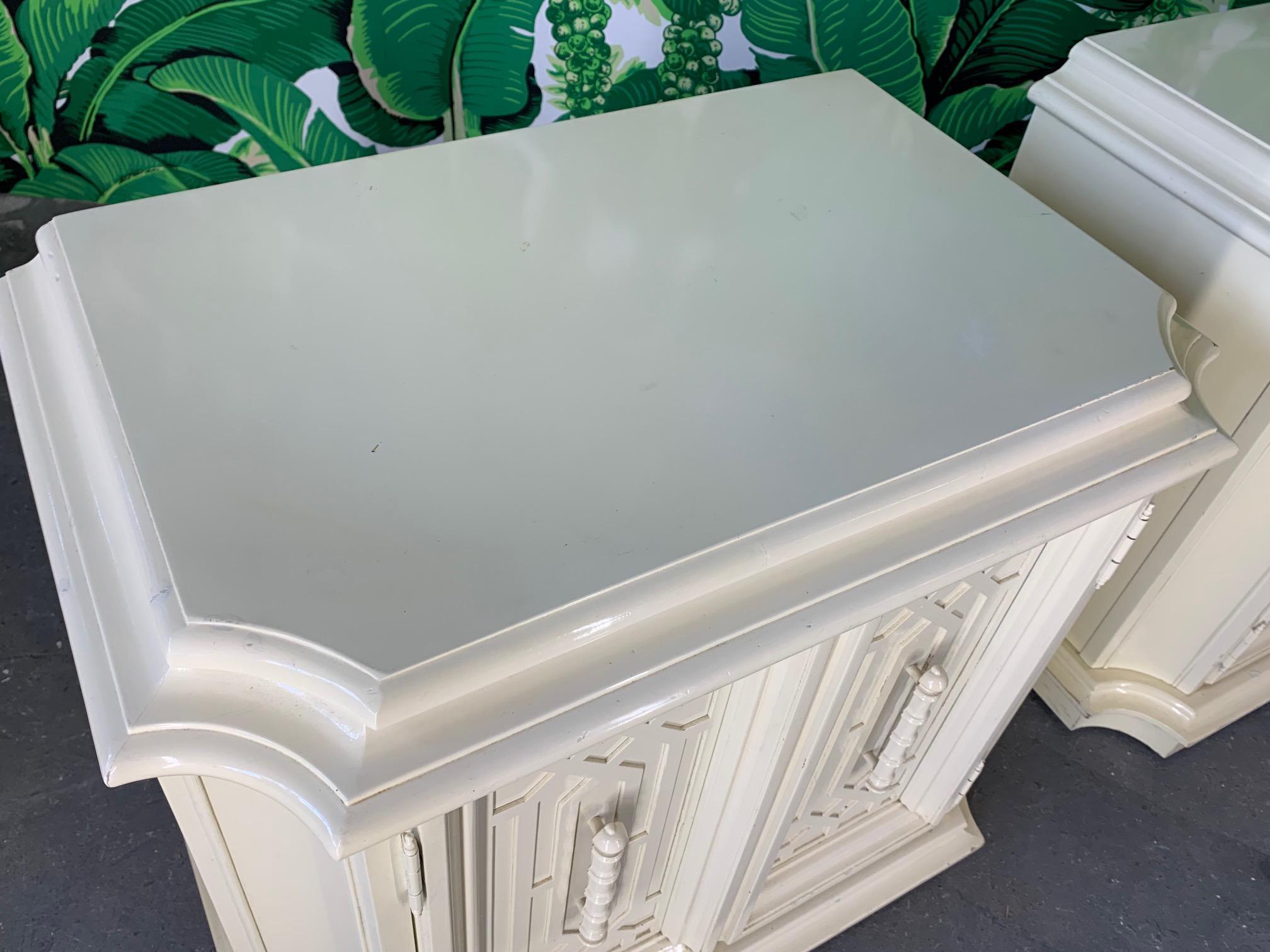 Heavy Nightstands in Chinoiserie Style, a Pair In Good Condition In Jacksonville, FL