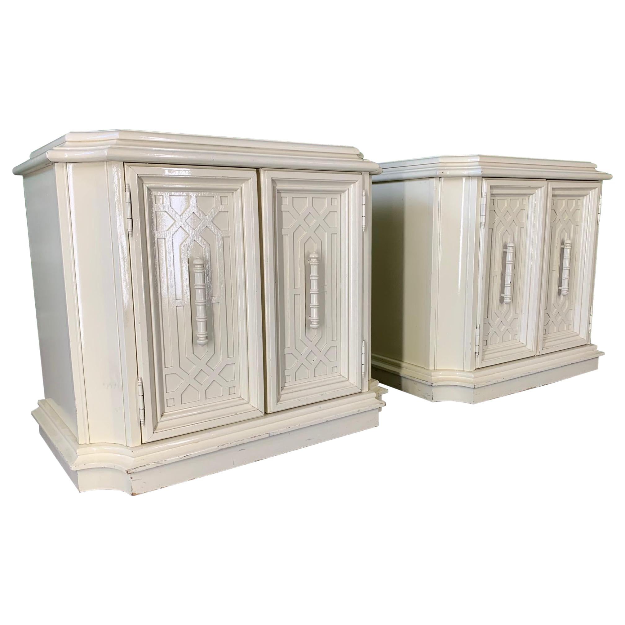 Heavy Nightstands in Chinoiserie Style, a Pair