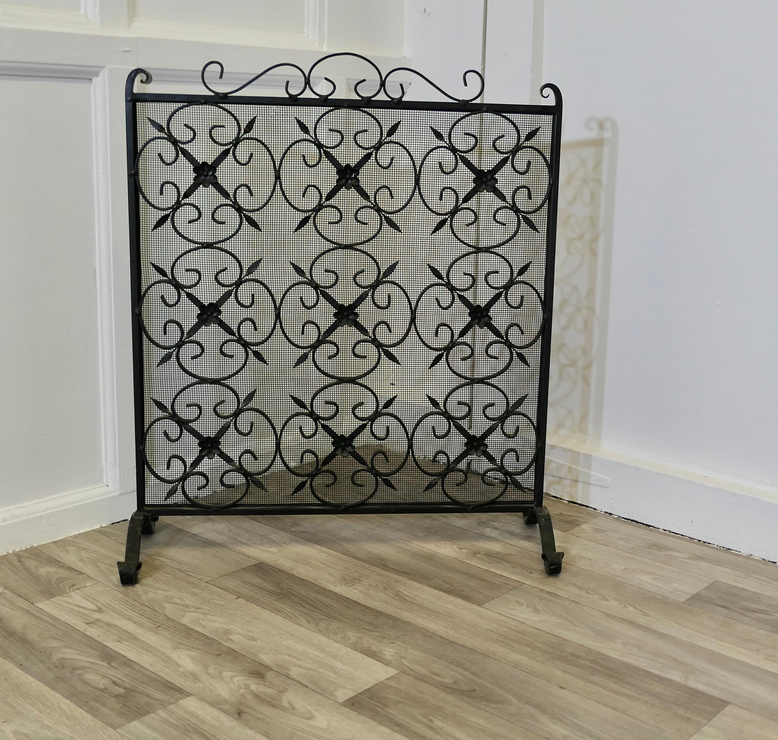 Heavy Old Gothic Wrought Iron Fire Screen

This is a very attractive piece, the wrought iron work is superbly executed with a fine mesh infill, a rare find
In good sound condition and a very attractive addition to any Fire Place
The screen, is 23”