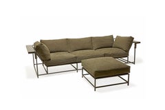 Dark Olive Heavy Canvas Sofa and Ottoman Set