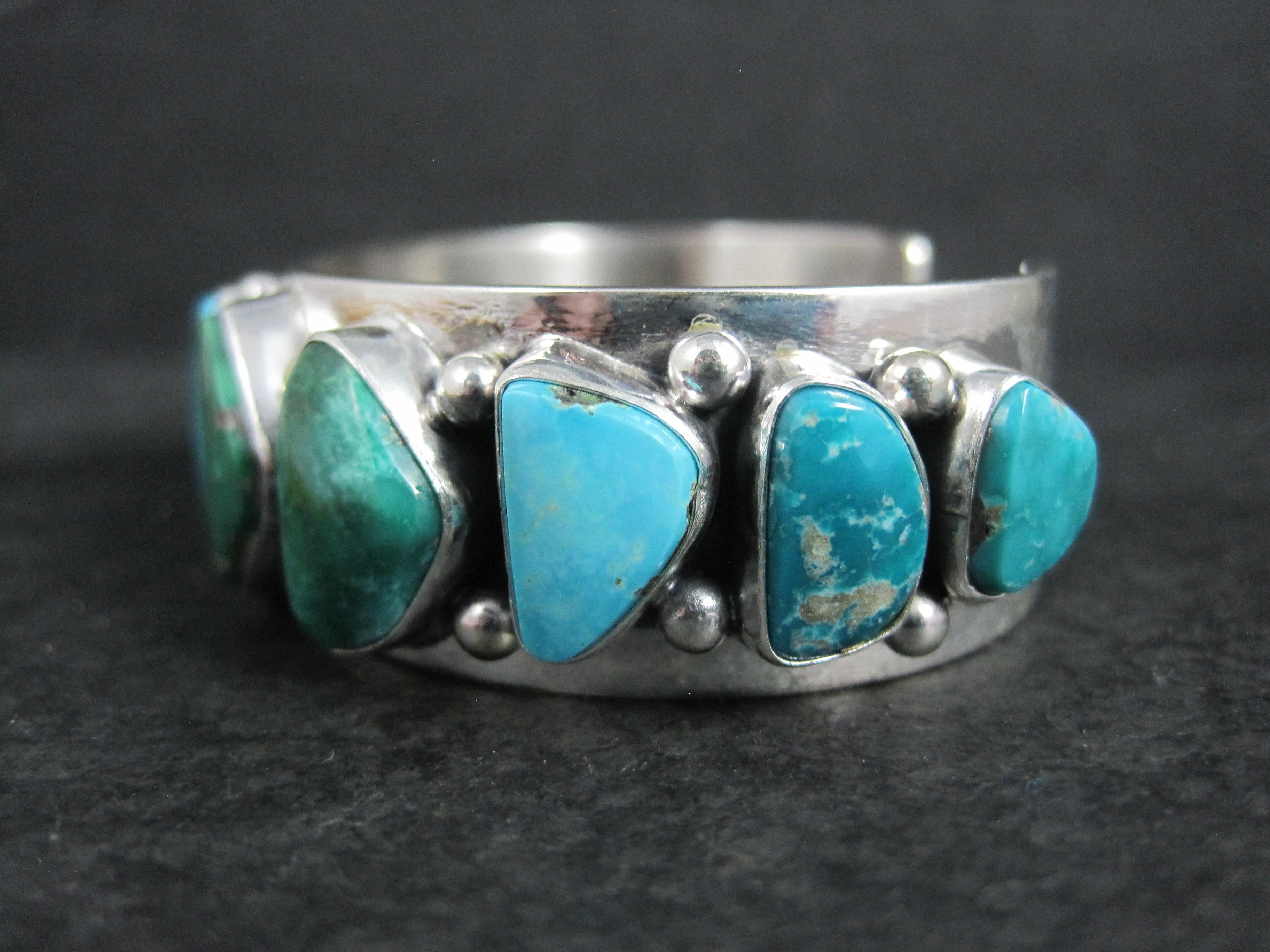 Heavy One of a Kind Navajo Turquoise Cuff Bracelet 6.5