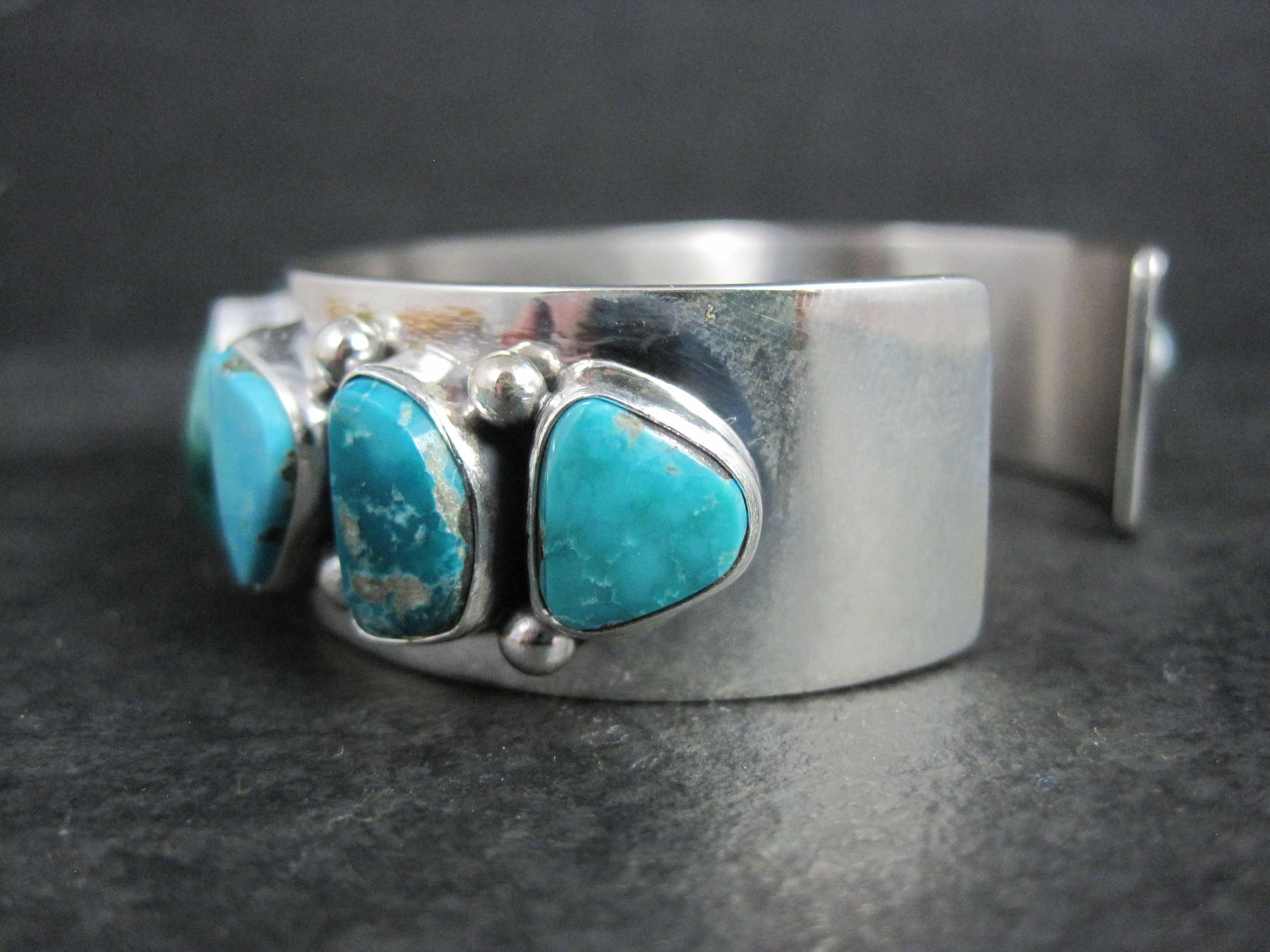 Heavy One of a Kind Navajo Turquoise Cuff Bracelet 6.5