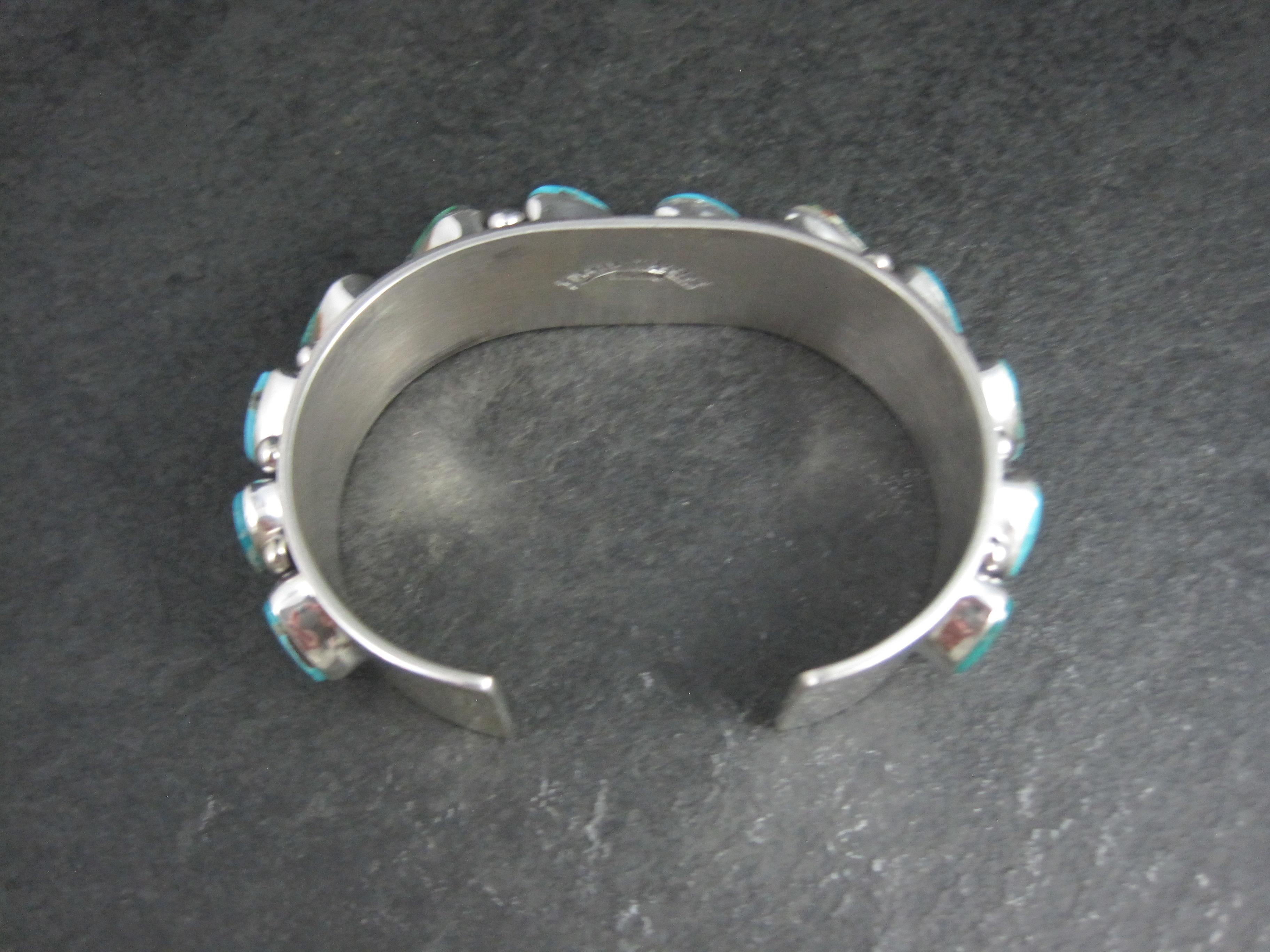 Heavy One of a Kind Navajo Turquoise Cuff Bracelet 6.5