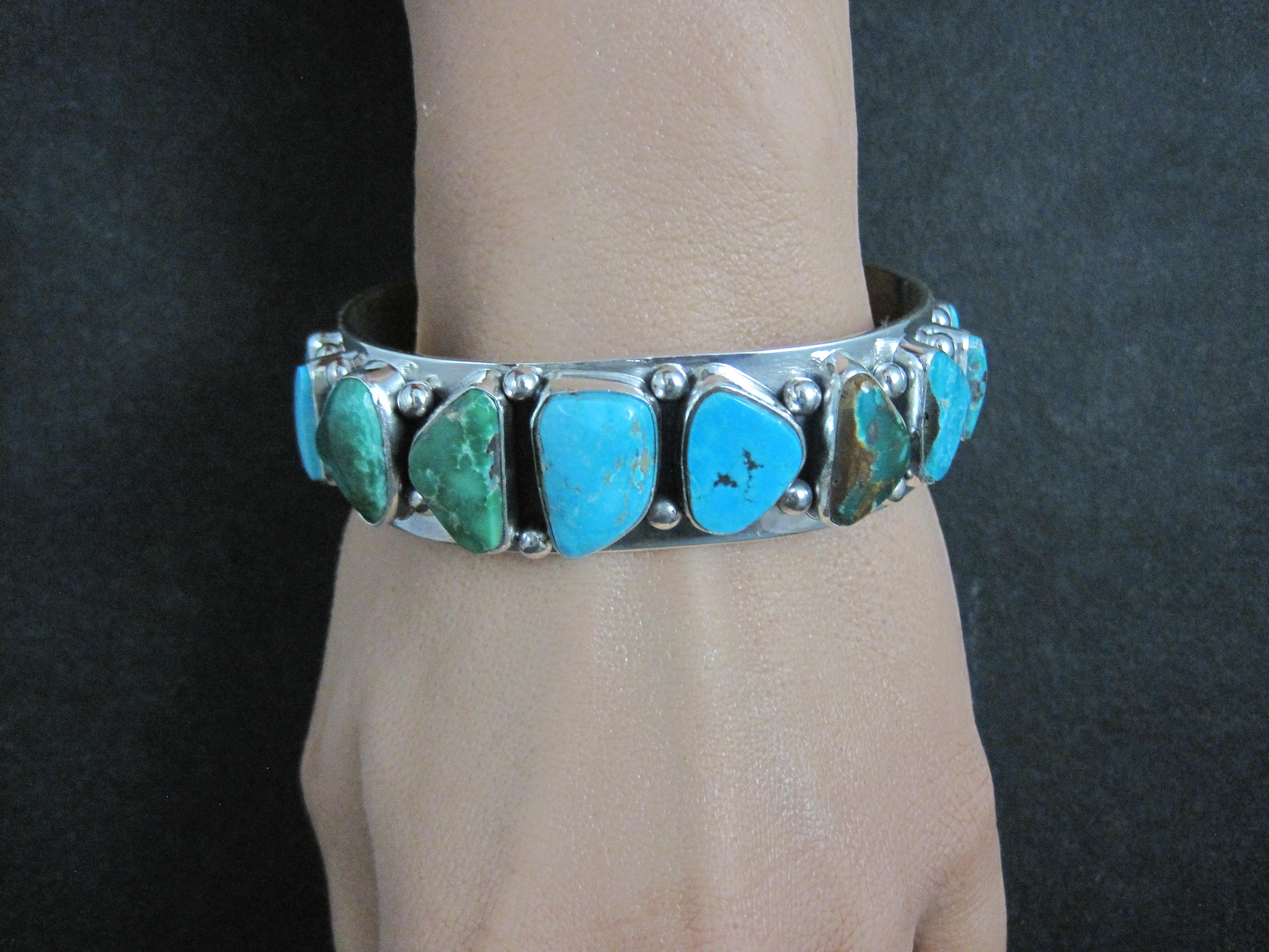 Heavy One of a Kind Navajo Turquoise Cuff Bracelet 6.5