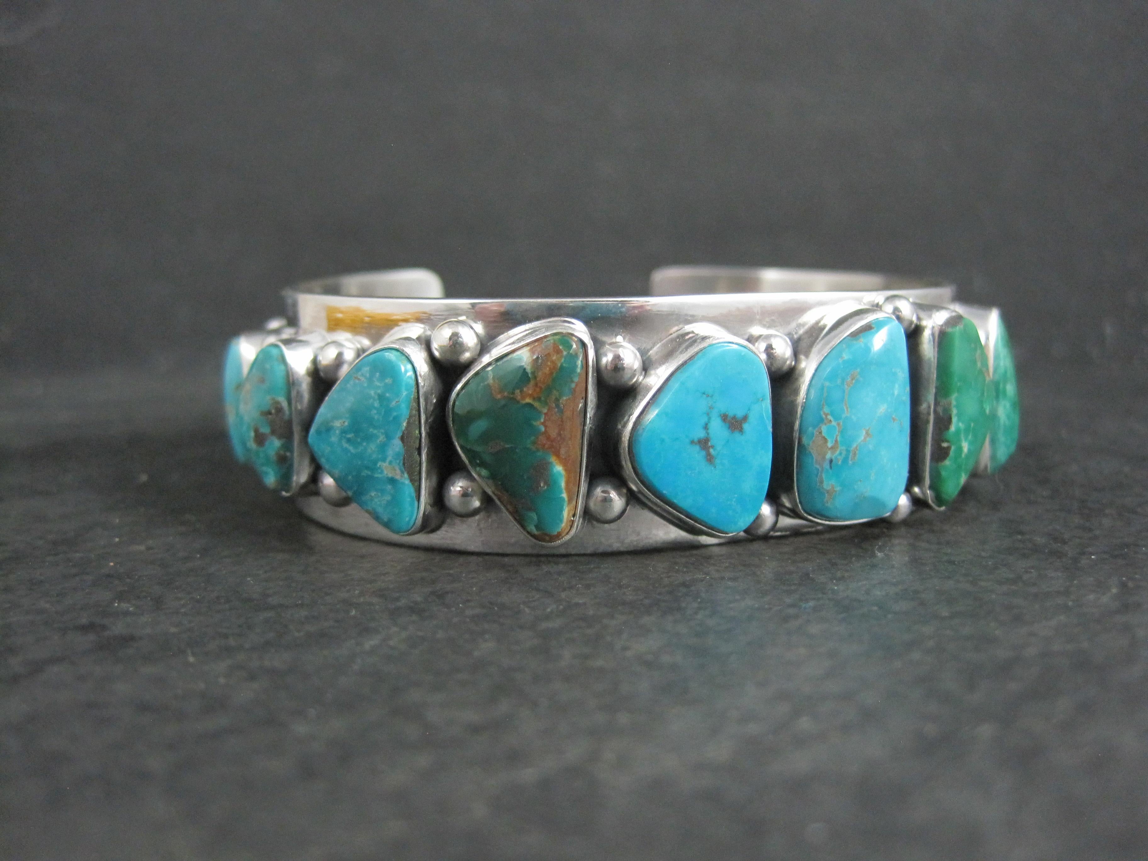 Heavy One of a Kind Navajo Turquoise Cuff Bracelet 6.5