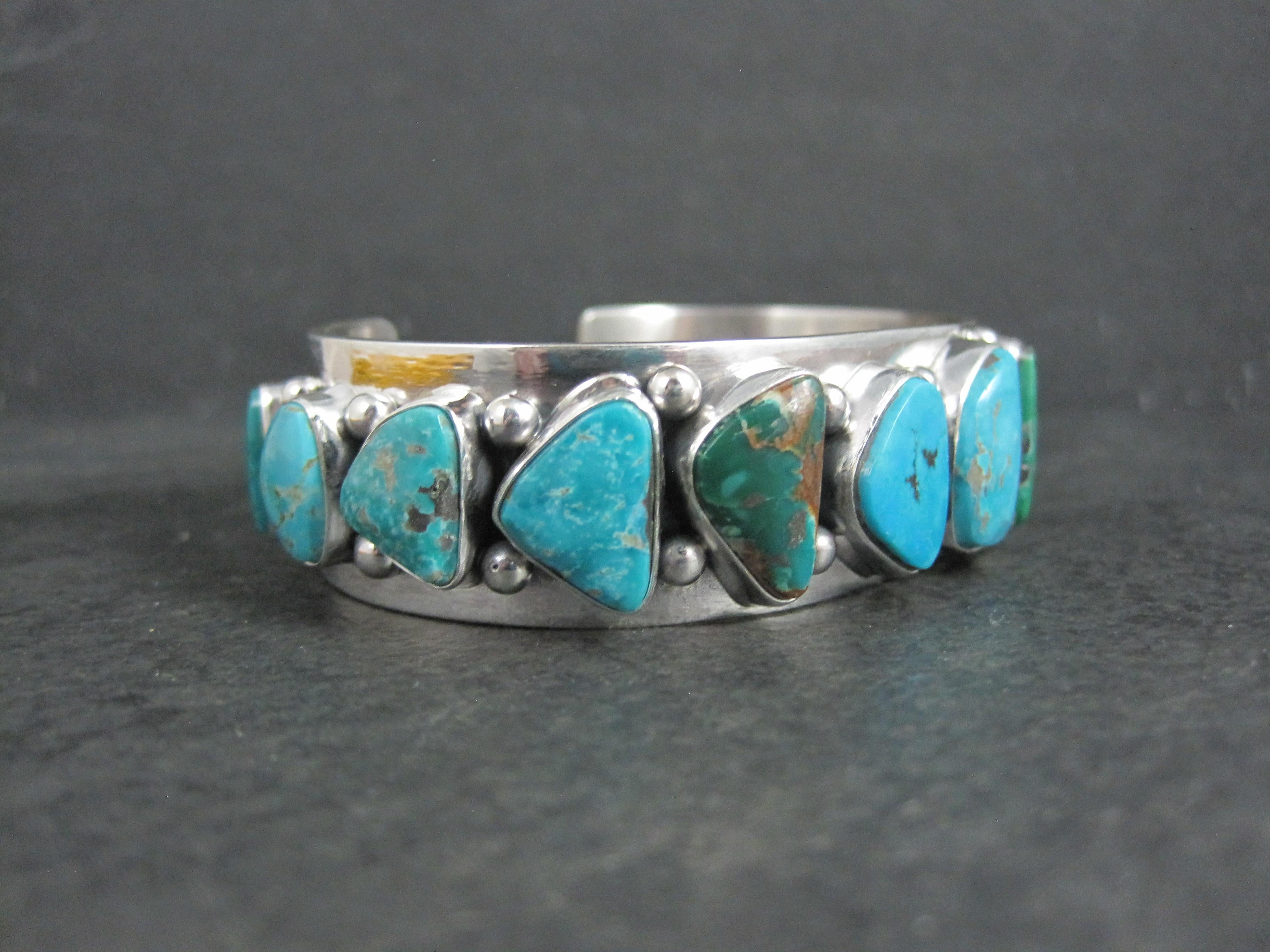 Heavy One of a Kind Navajo Turquoise Cuff Bracelet 6.5