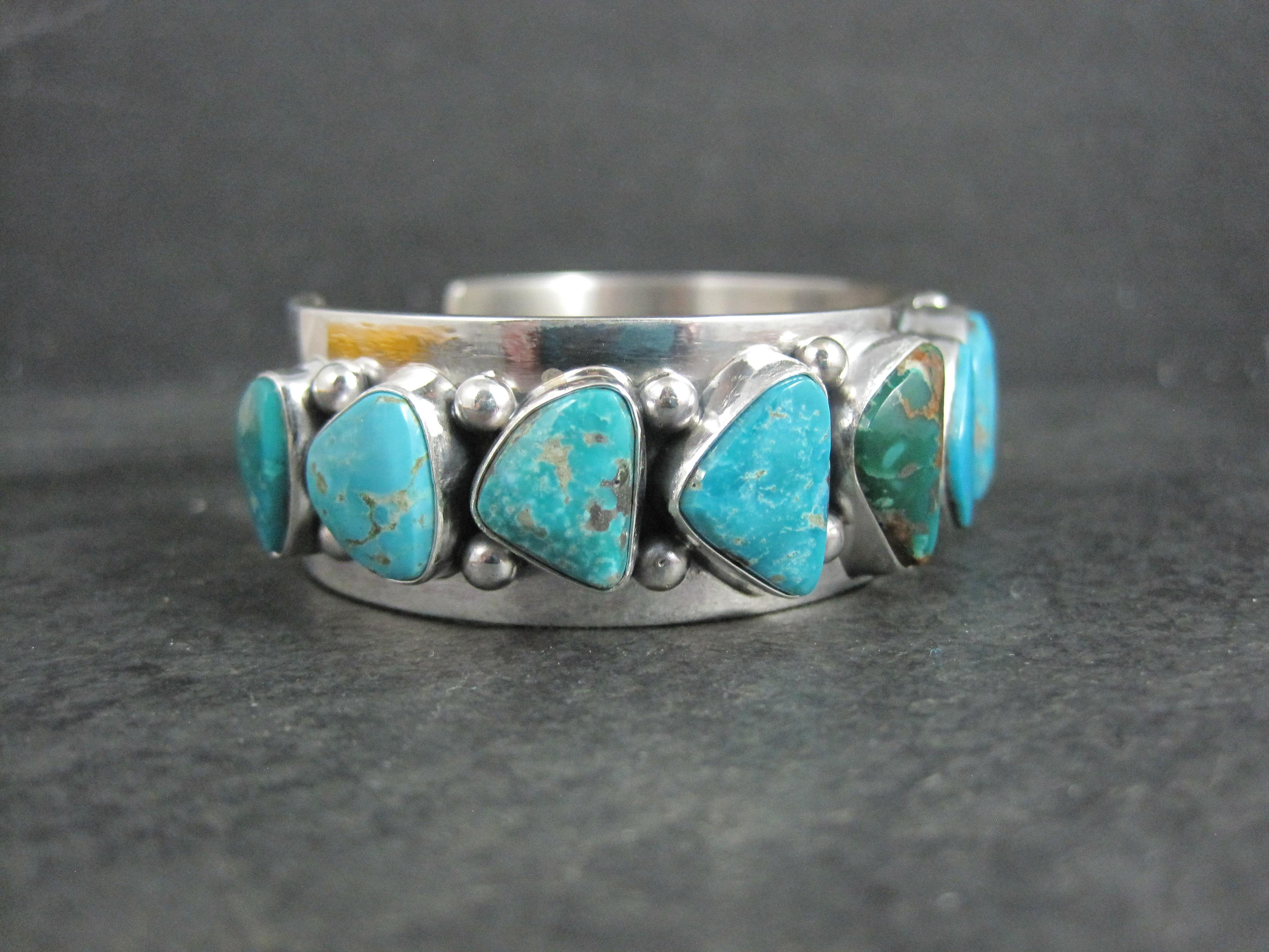 Heavy One of a Kind Navajo Turquoise Cuff Bracelet 6.5