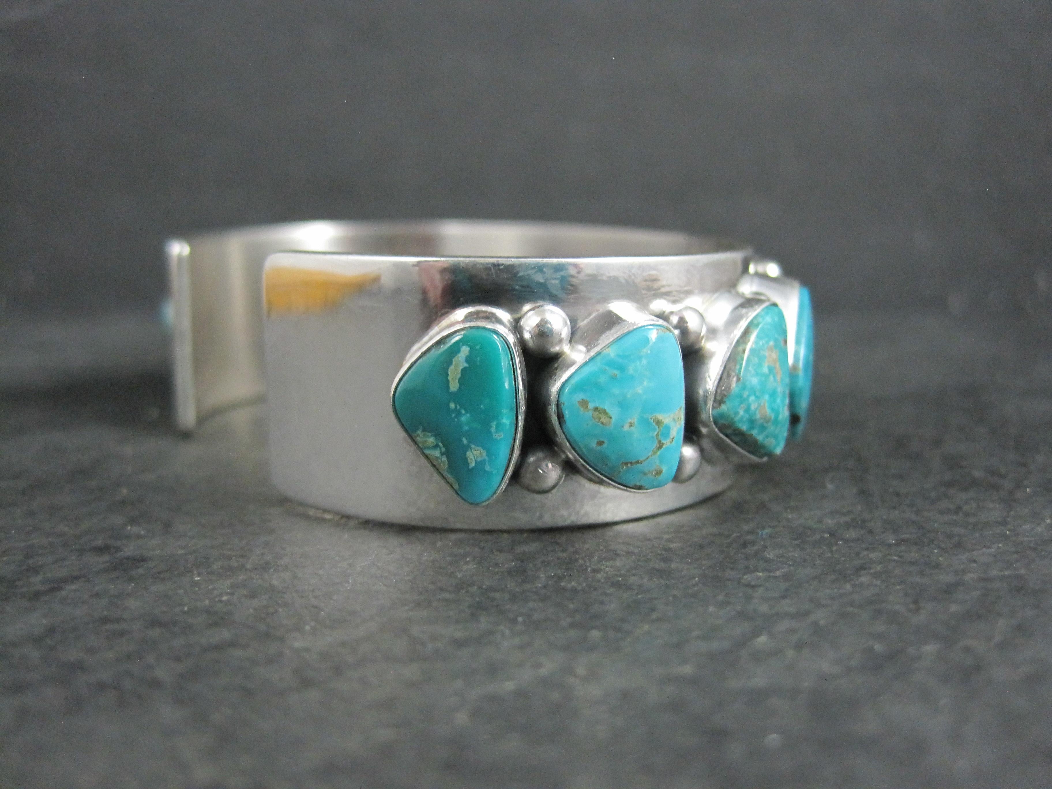 Heavy One of a Kind Navajo Turquoise Cuff Bracelet 6.5