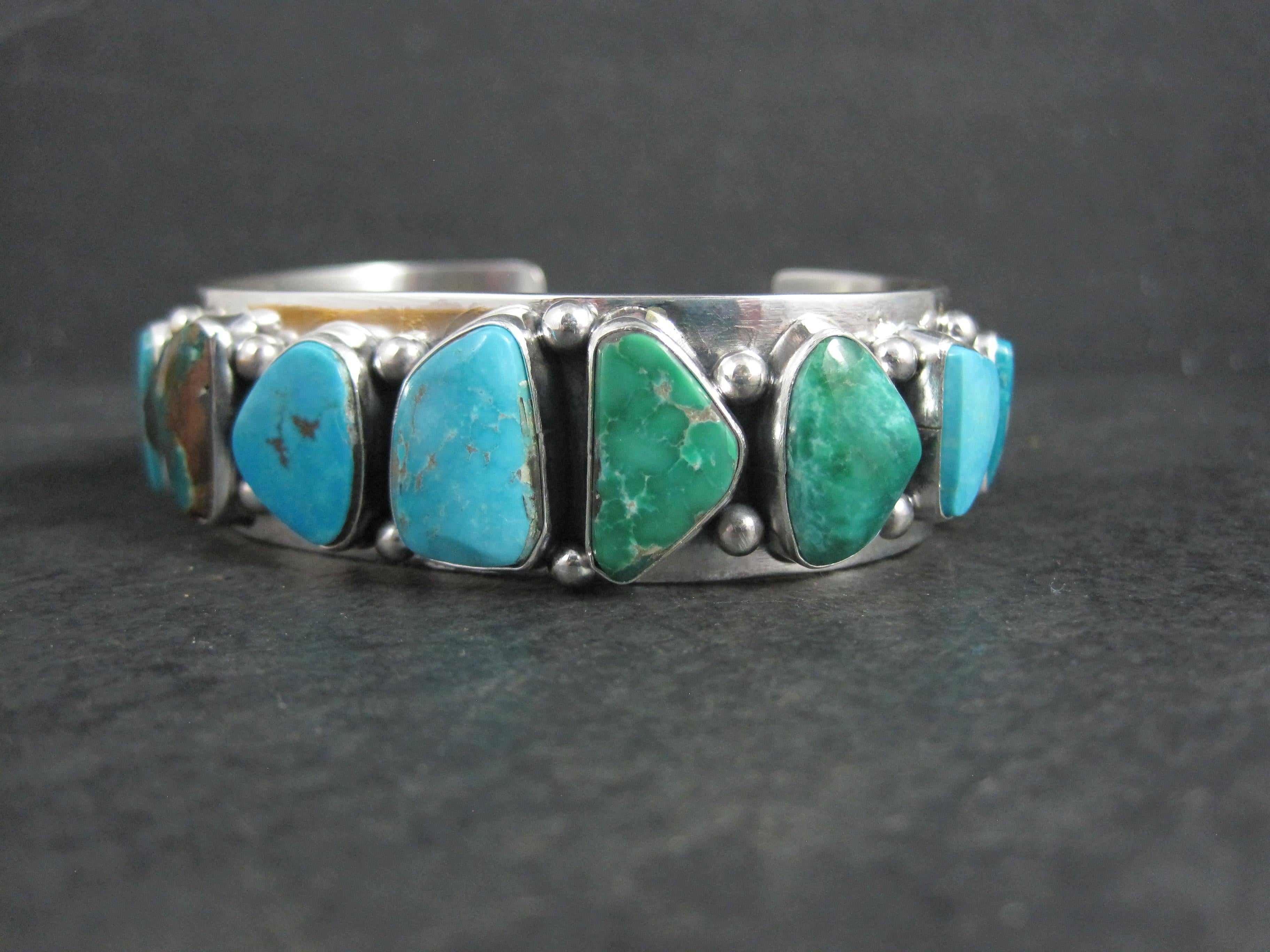 Heavy One of a Kind Navajo Turquoise Cuff Bracelet 6.5