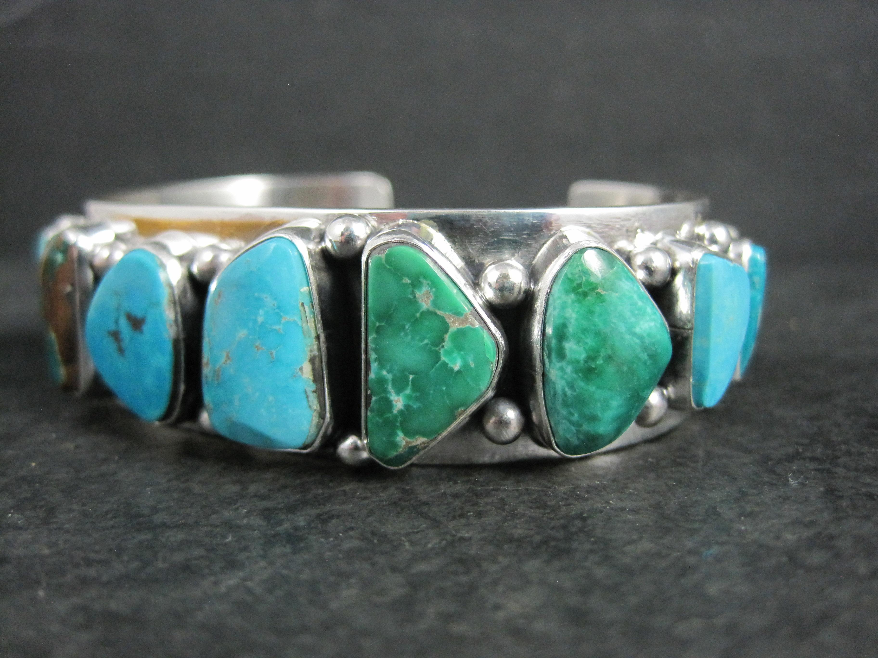Heavy One of a Kind Navajo Turquoise Cuff Bracelet 6.5
