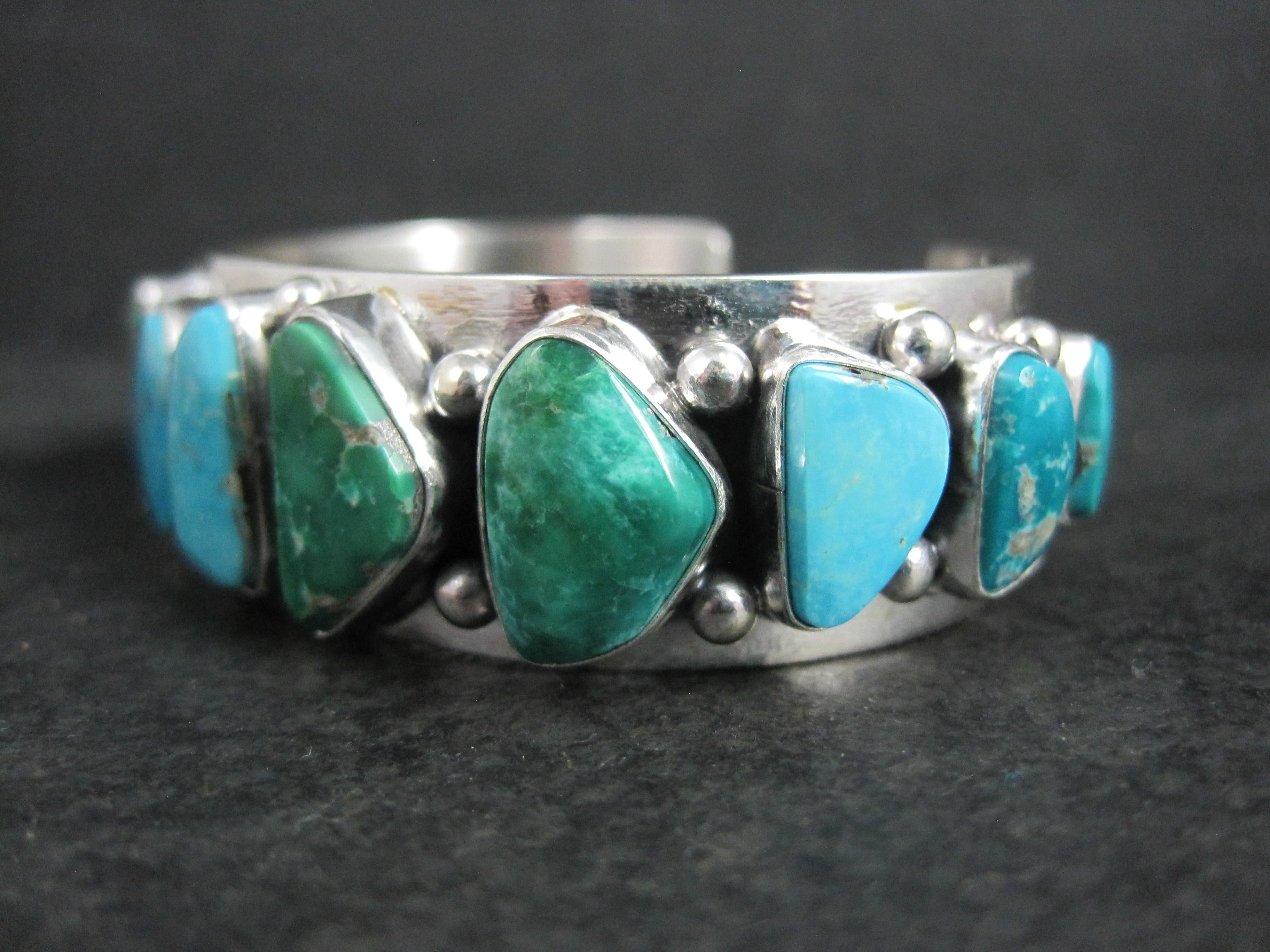 Heavy One of a Kind Navajo Turquoise Cuff Bracelet 6.5