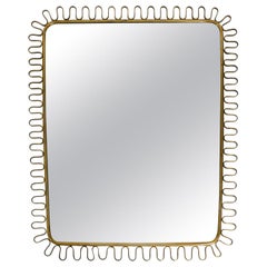 Heavy Original Midcentury Brass Wall Mirror in the Loop Design by Josef Frank