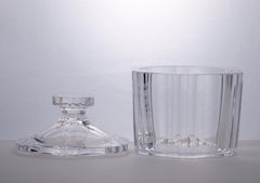 Heavy Orrefors Sweden Cut Crystal Art Deco Style Covered Dish
