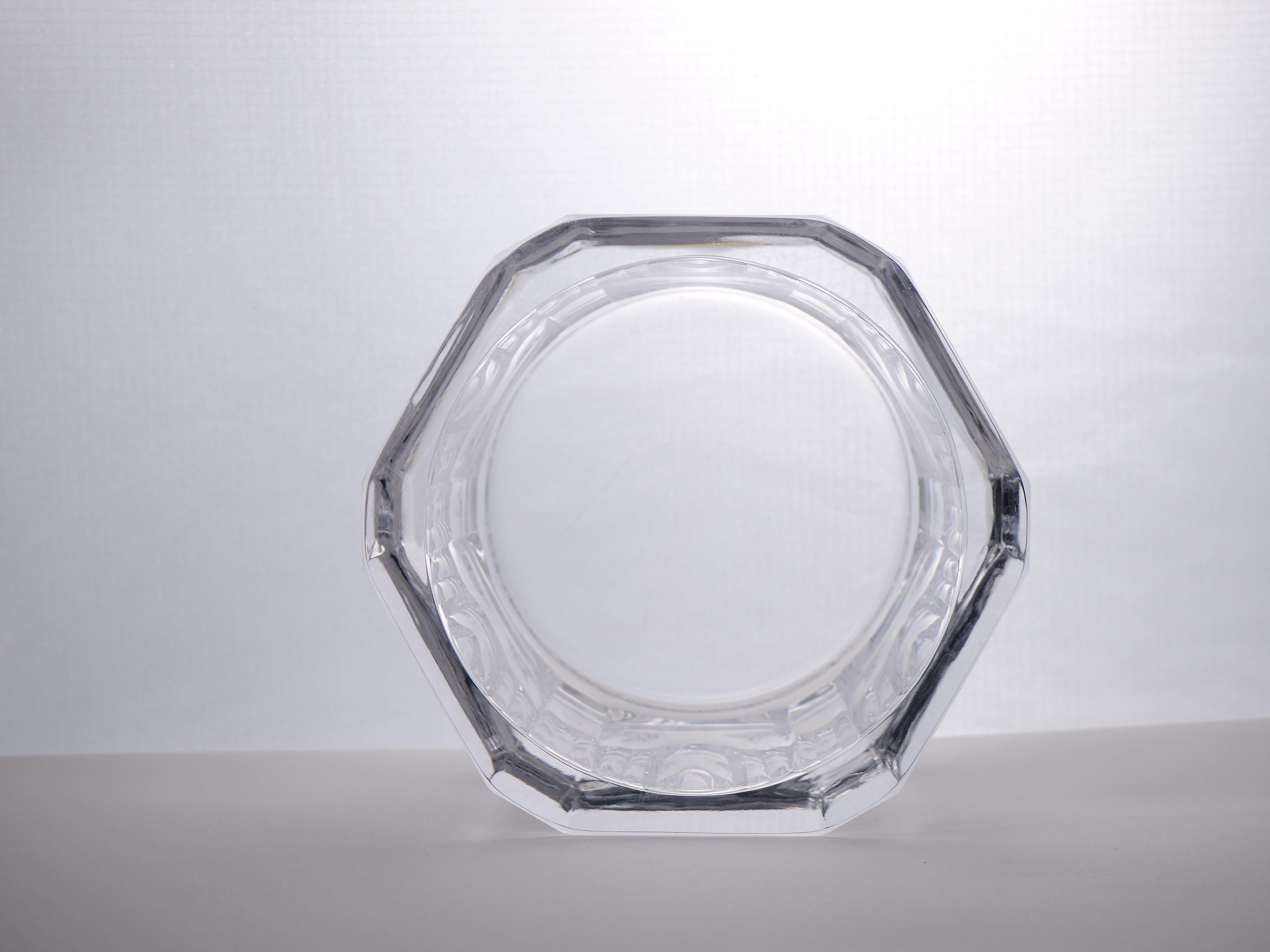 Heavy Orrefors Sweden Cut Crystal Art Deco Style Covered Dish For Sale 4