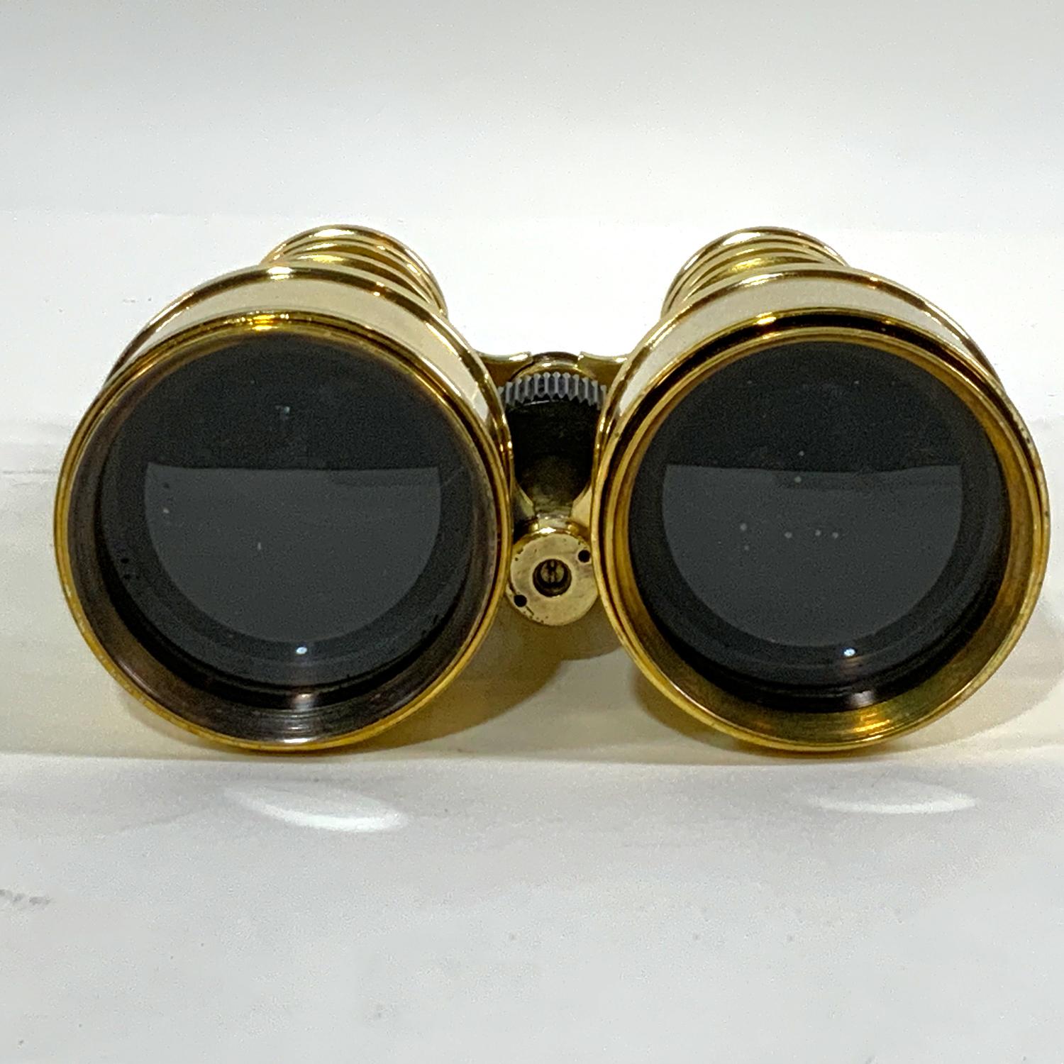 Lacquered Heavy Pair of Highly Polished Library Binoculars For Sale